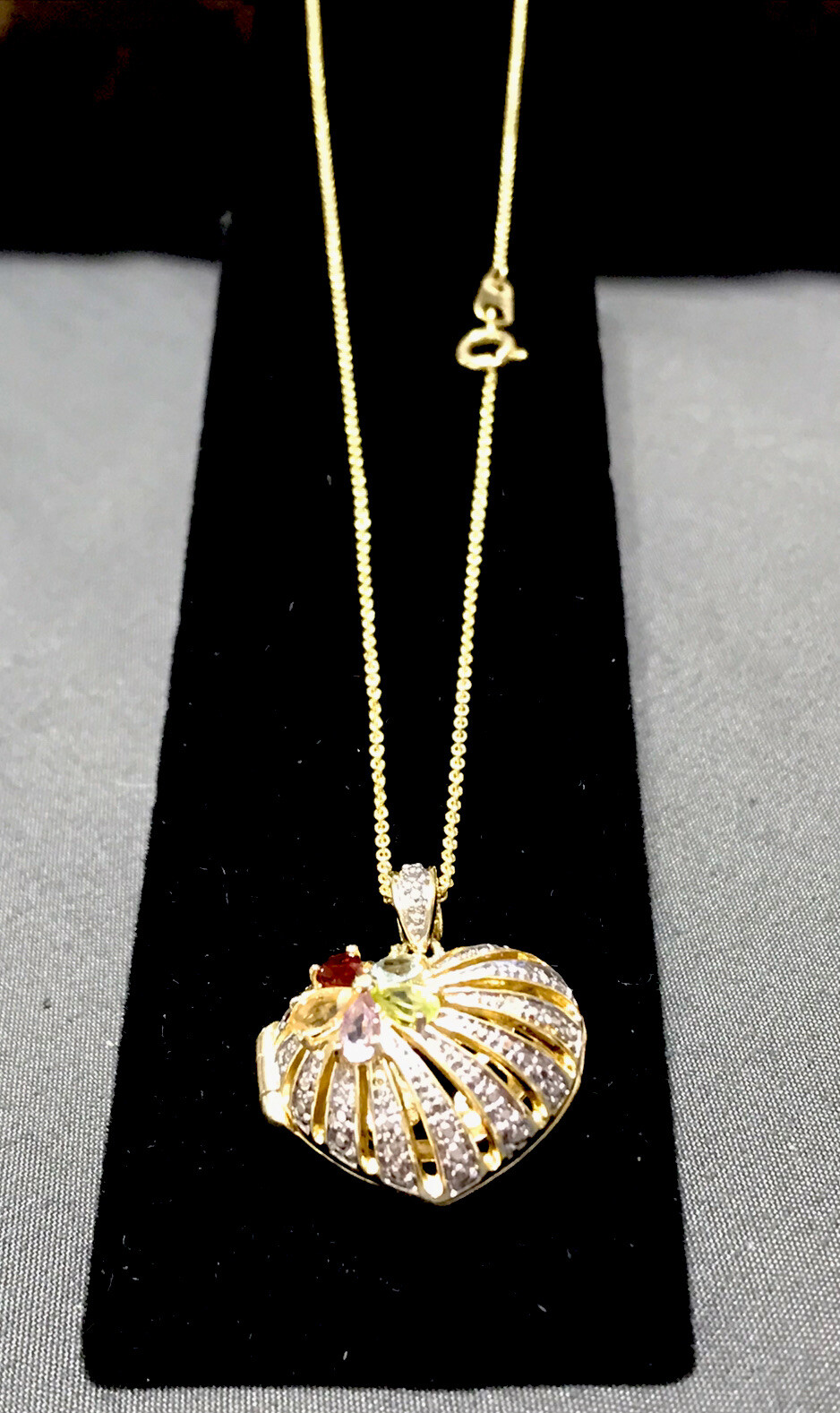 Sterling Silver 925 Gold Vermeil Heart Locket 18” Necklace