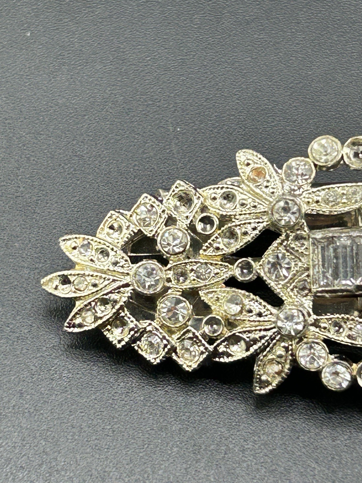 Pat Pend AT180112 Clear Rhinestones Duette Brooch Dress Clips (Missing Stones)