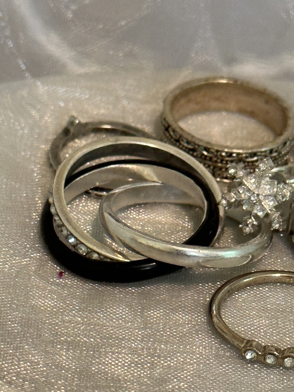 LOT OF ￼12 Assorted Rings And Bands Plus A Triple Band Ring- Costume Jewelry