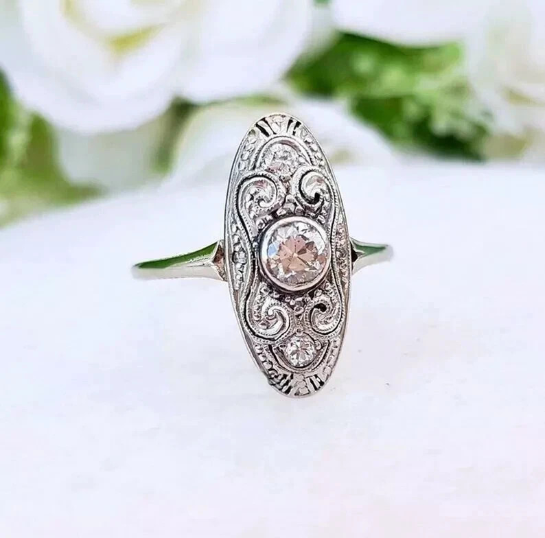 3Ct Art Deco Style Round Cut Lab Created Diamond 925 Silver Engagement Ring