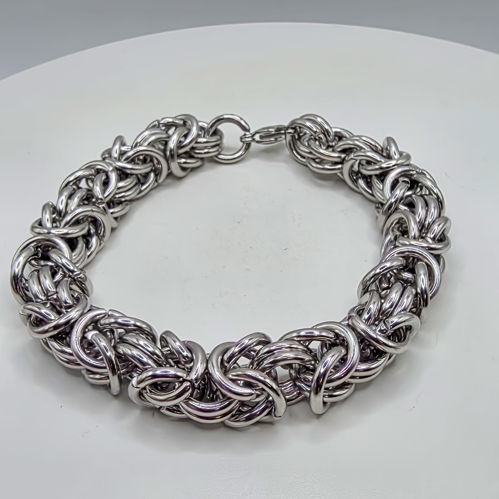 Silver Stainless Steel Byzantine Chain Xtra Large .5″ Wide Unisex 7.5″ Bracelet