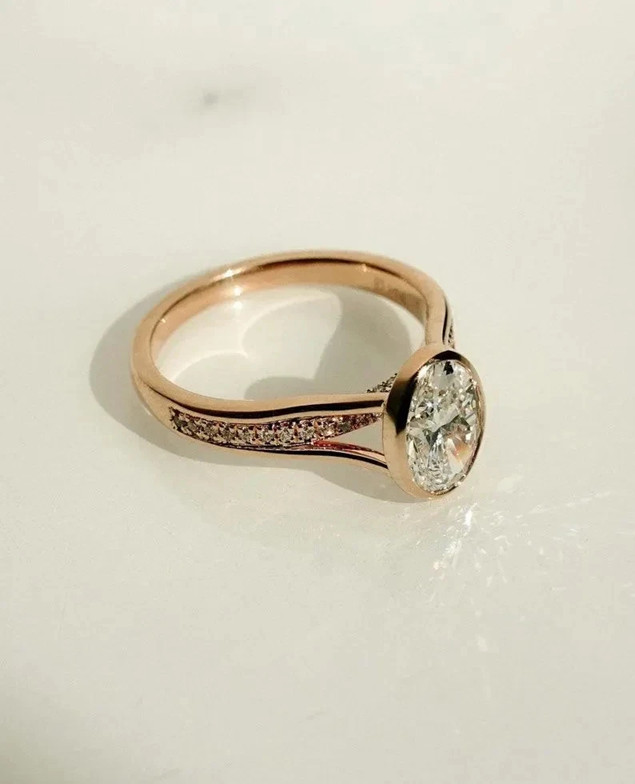 2.50TCW Vintage Oval Solitaire Moissanite Engagement Ring 18k Yellow Gold Plated