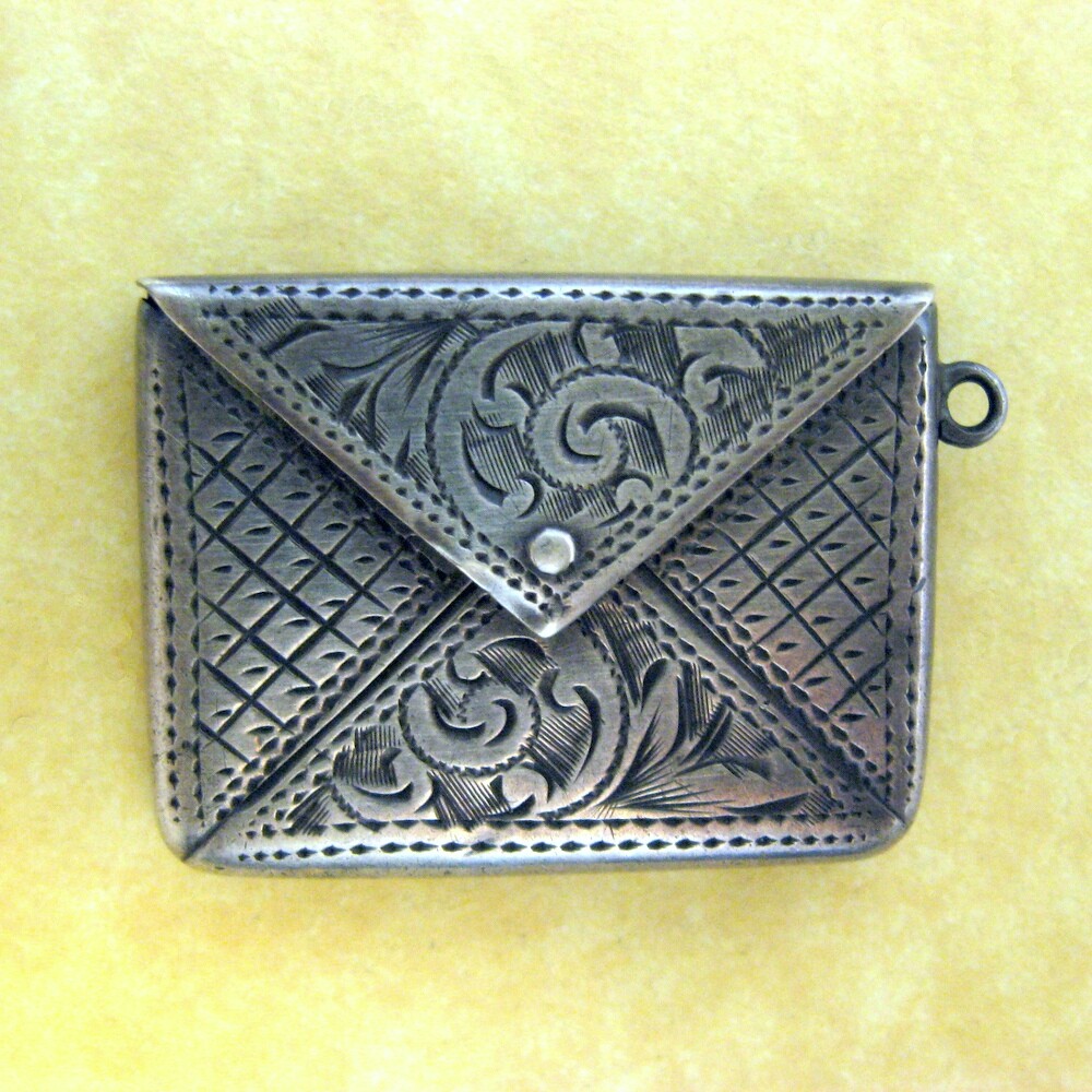Antique Edwardian Engraved Sterling Silver Stamp Case Charm Adie & Lovekin Ltd