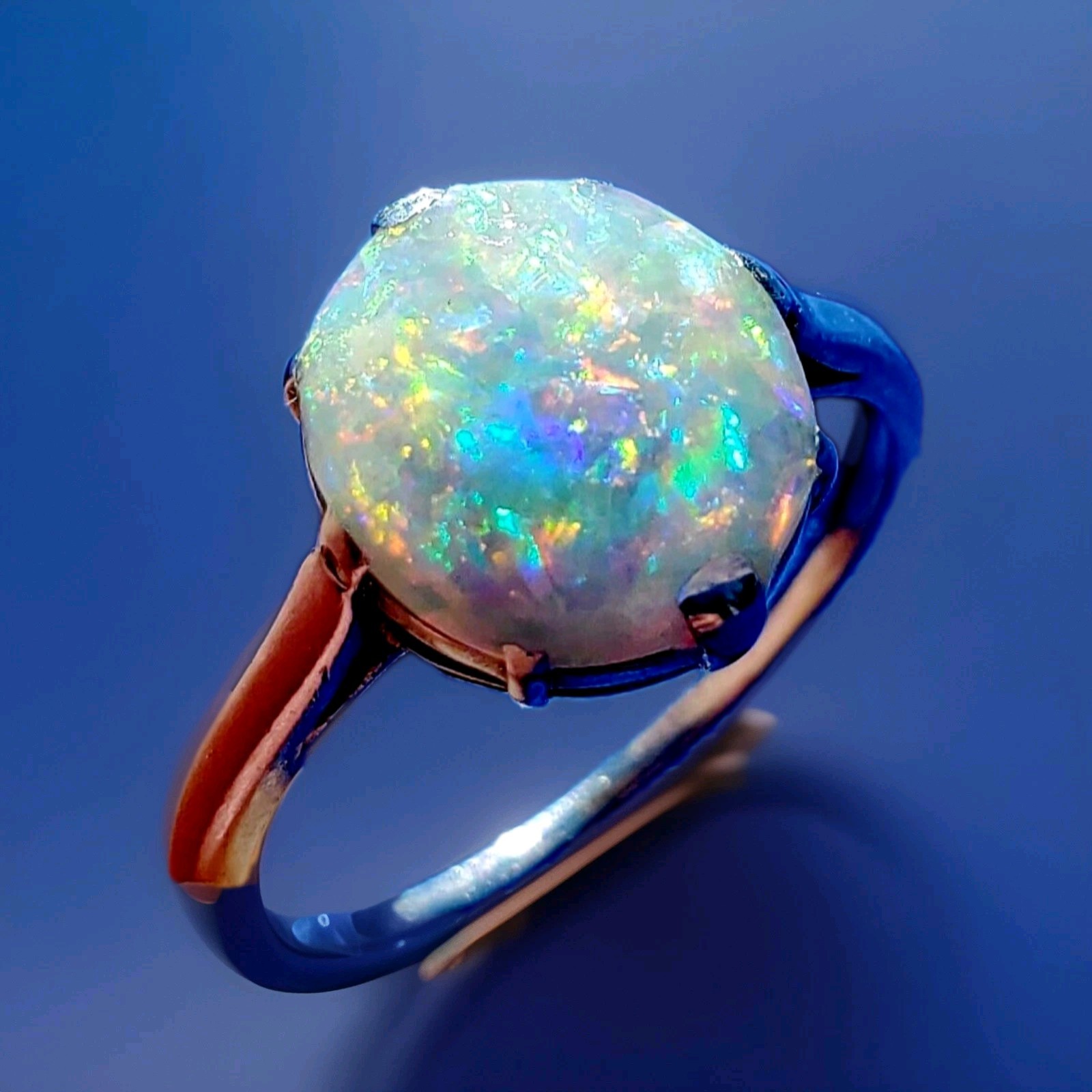 Original EARTH MINED OPAL Australian Engagement Ring Art Deco PLATINUM Solitaire