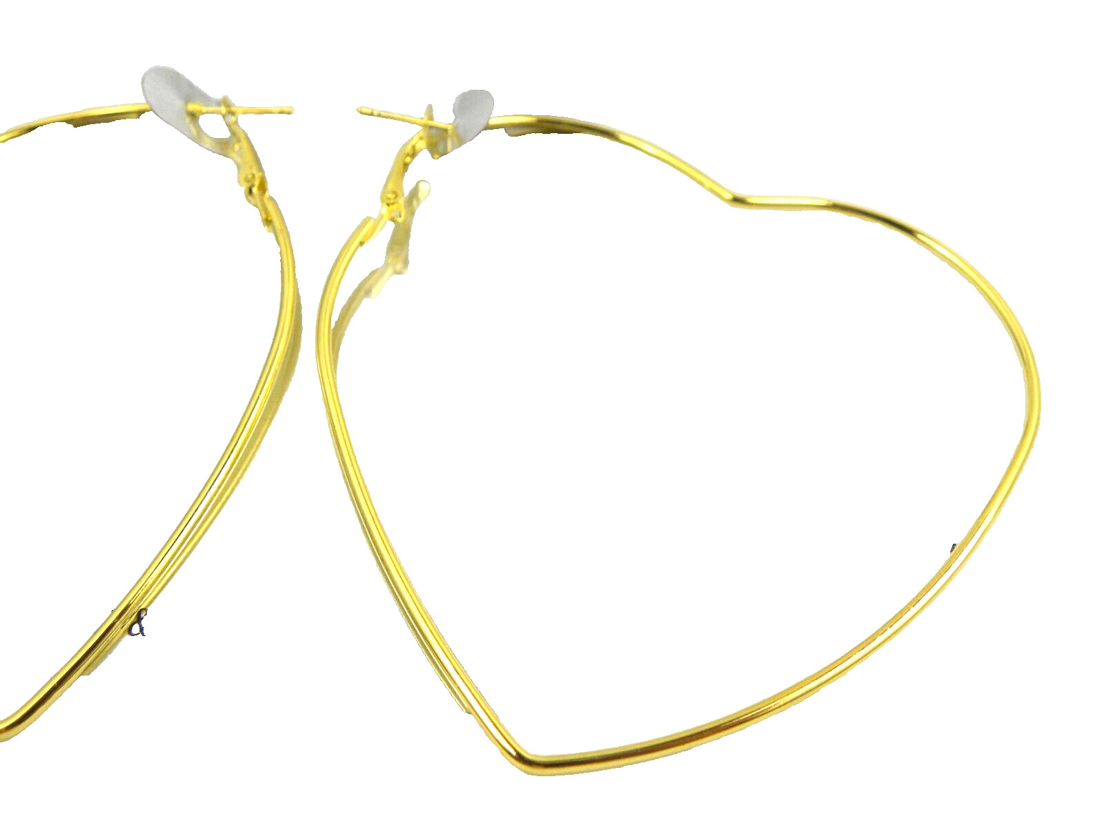 XL Heart Dangle Earrings Statement Gold Tone Pierced Nickel Free