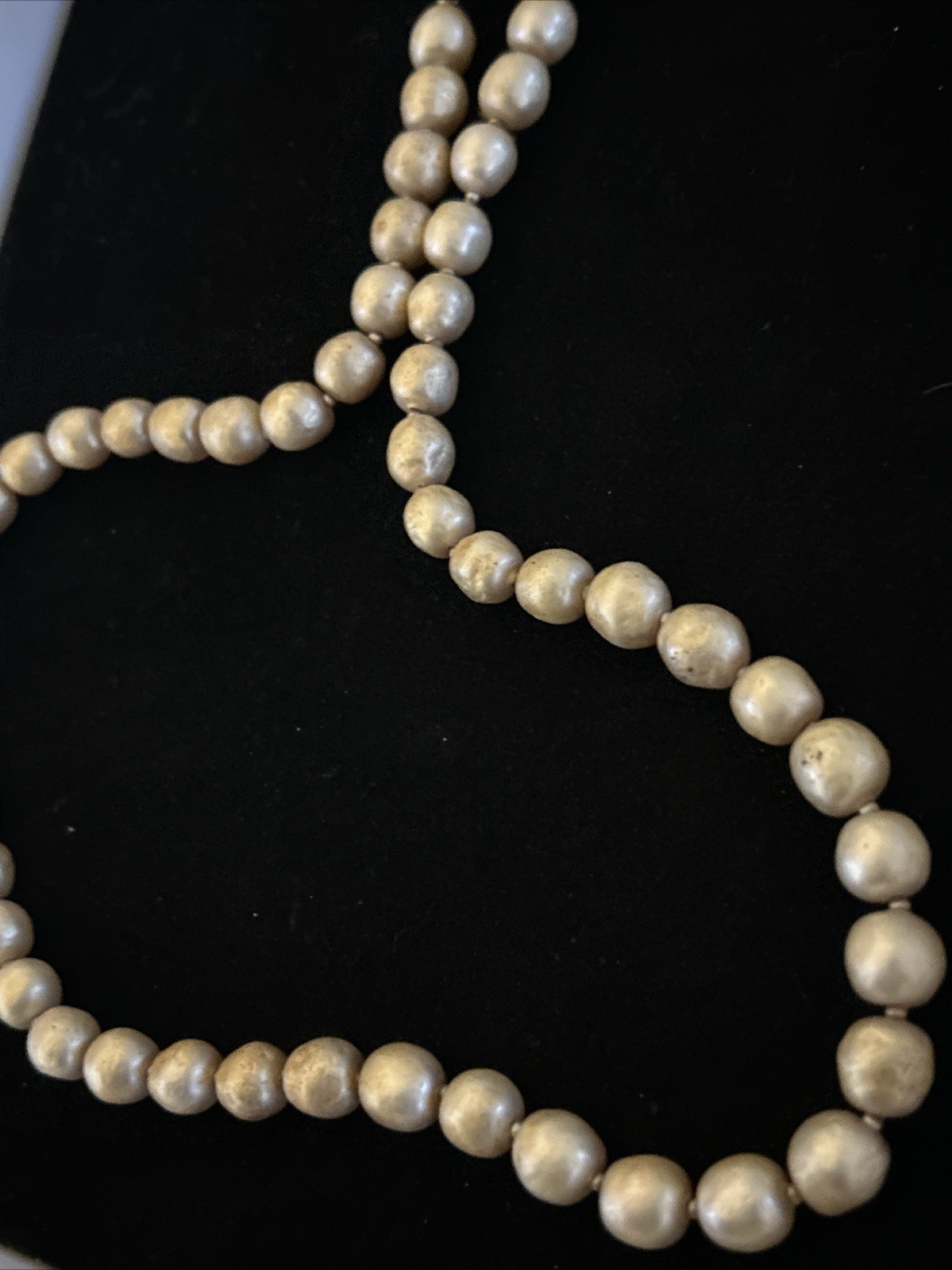 Judith McCann 40s Signed NY 58 Shuvon Pearl Necklace Dual-Hook Clasp CRYSTAL VTG