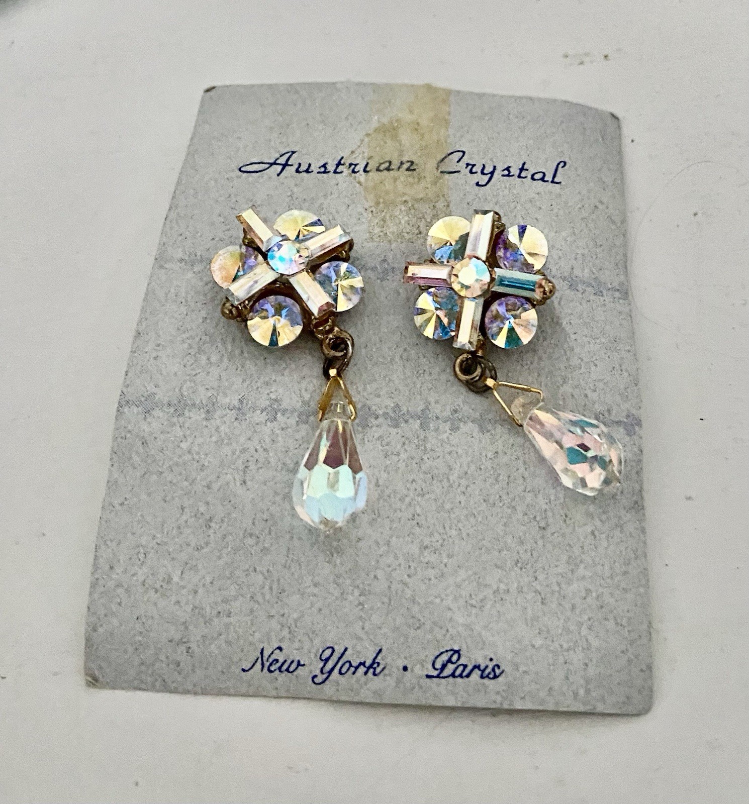 Vintage Australia Crystal Cluster Dangle Earrings