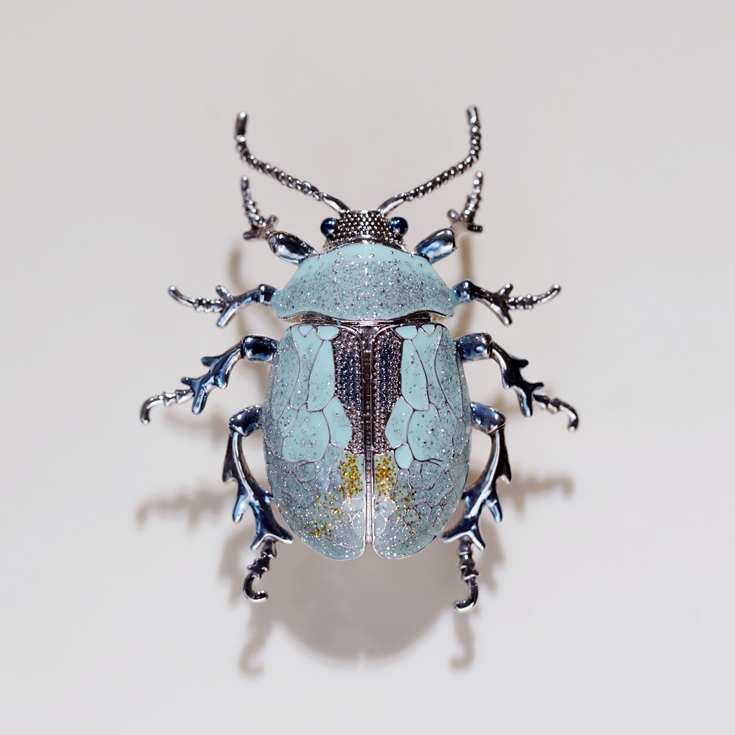 High quality Art Deco Blue Beetle Insect Brooch Original Design Enamel Brooch