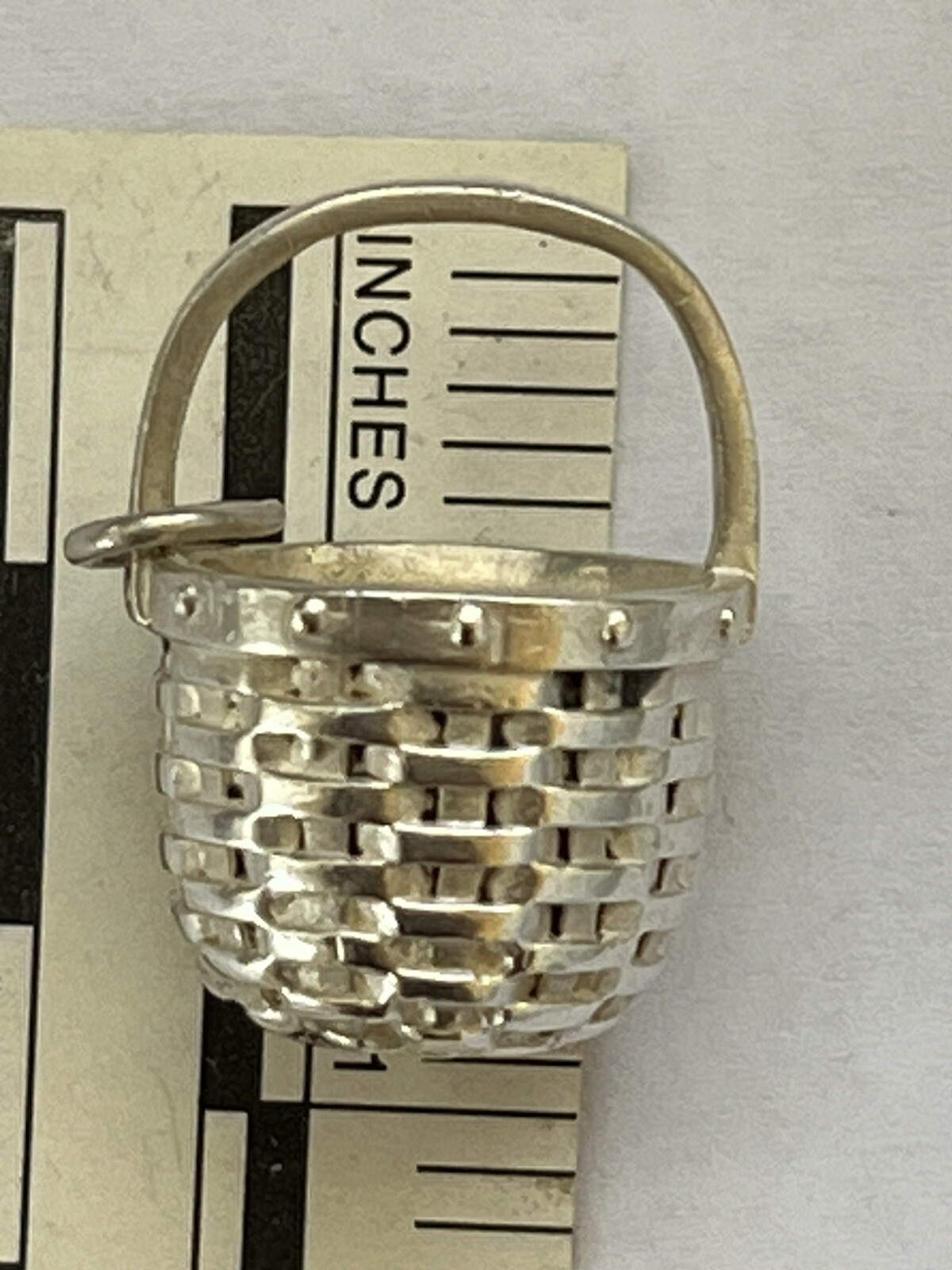 Sterling Silver Brown County Apple Basket Charm For Bracelet or Pendant