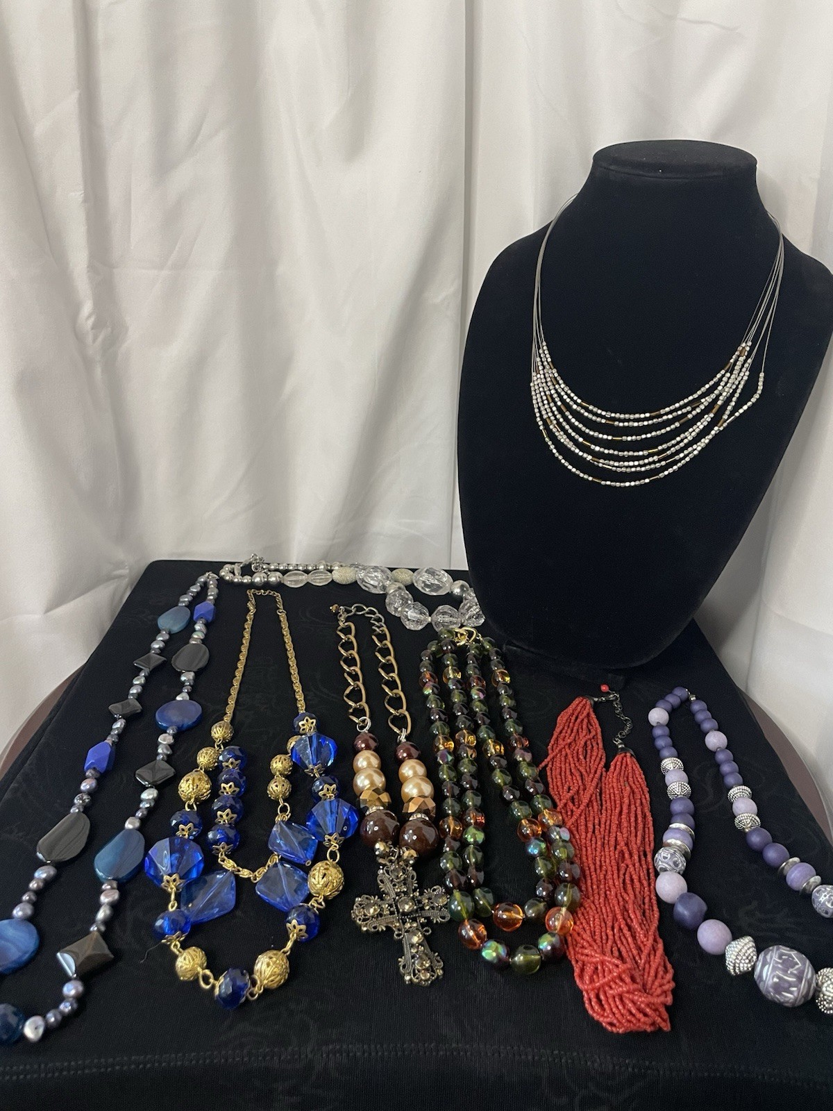 Lot Of 8 Costume Jewelry Necklace See Pictures Details/ Wear