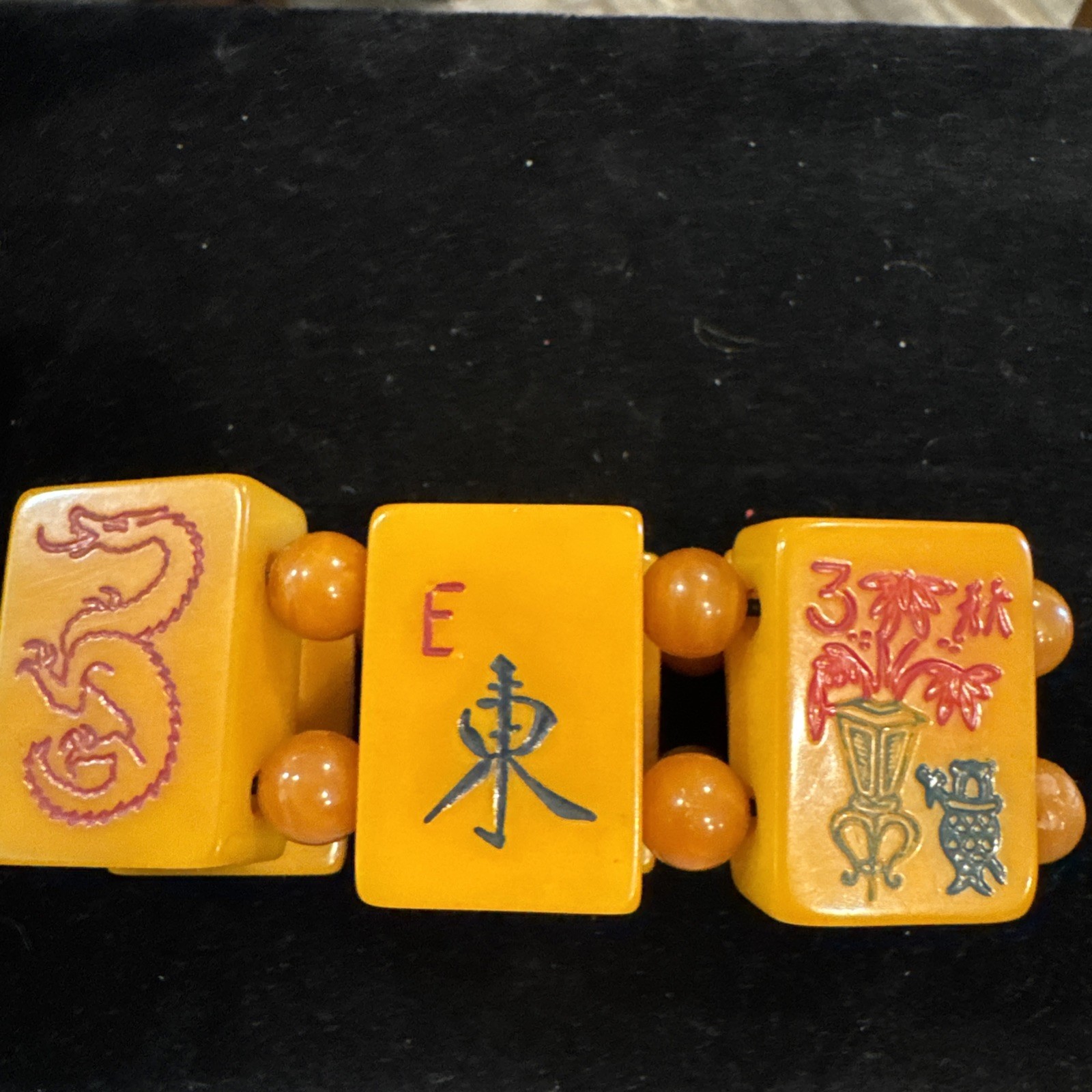 Authentic Bakelite MahJong Butterscotch Bracelet Handcrafted collectible
