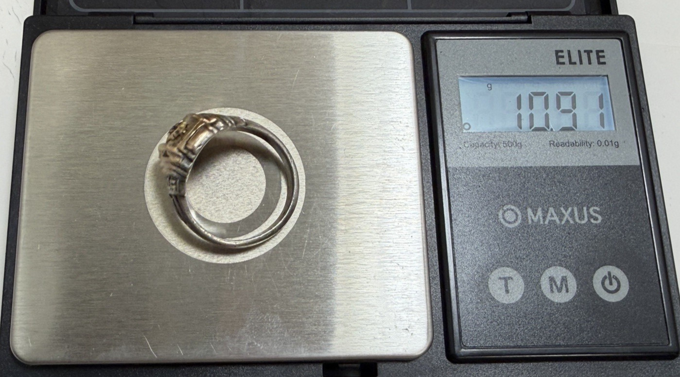 WWII 1945 Herff Jones HJ Co Sz 10 Class Ring 10.9g Sterling Silver 10K Gold Top