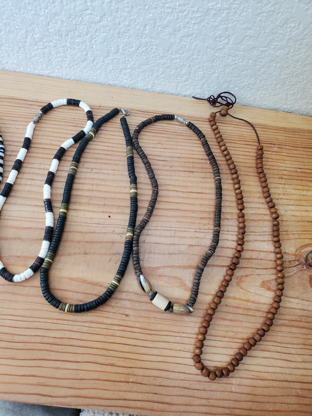 5x Ethnic African Natural Materials Necklaces Wood Glass Shell Prayer Seed Beads