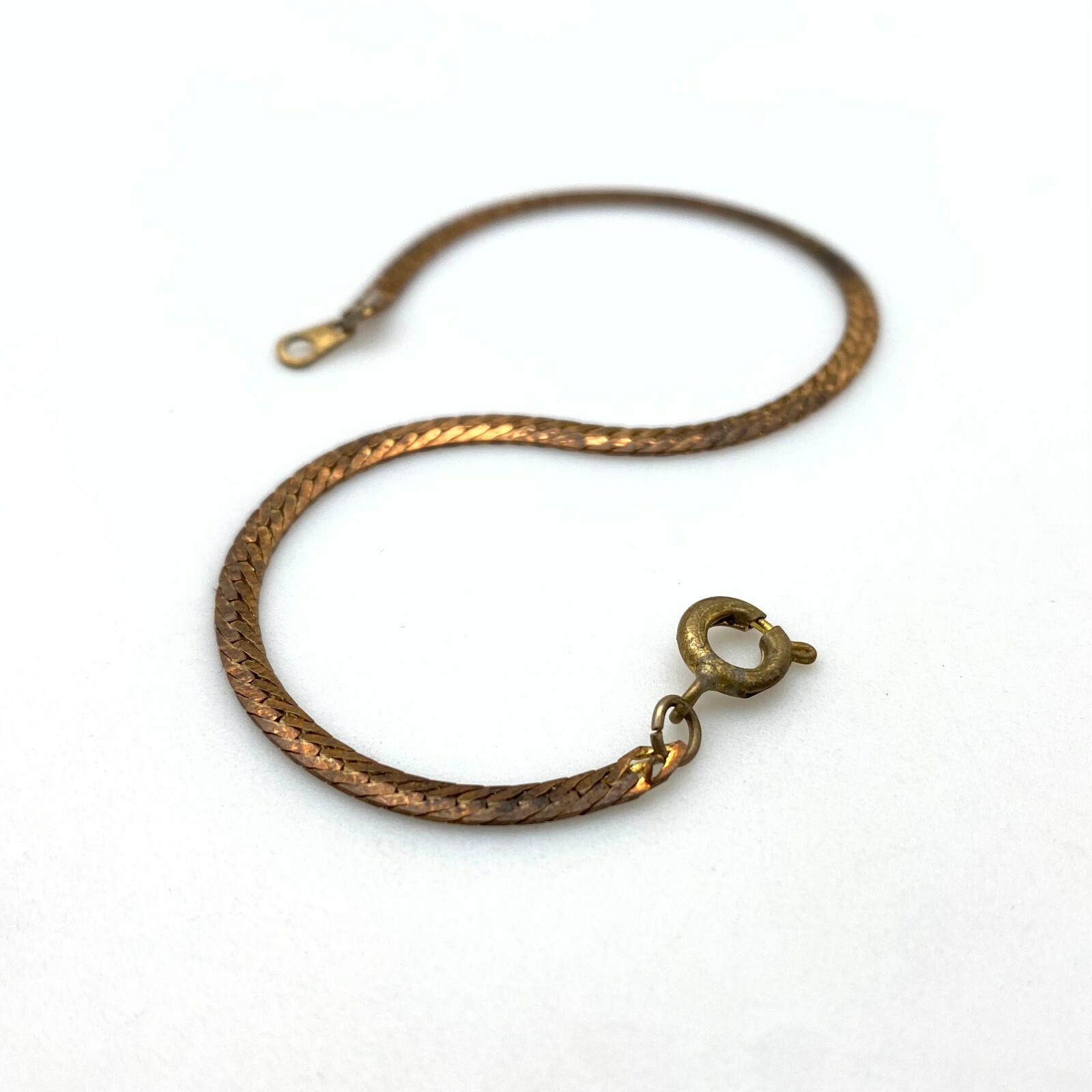 Vintage Brass Plated Snake Chain Bracelet (7 Inches) (FC43)