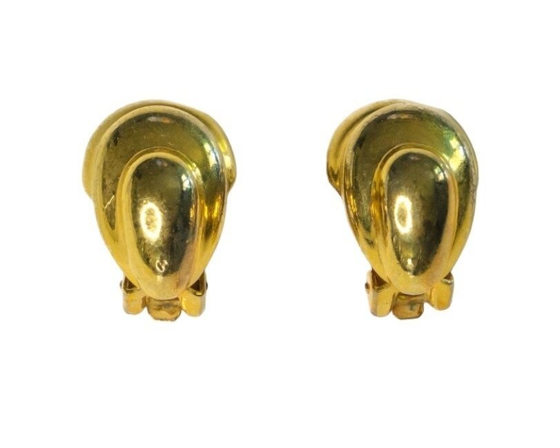 Dior Women’s Gold Tone Modernist Curved Clip-on Earrings