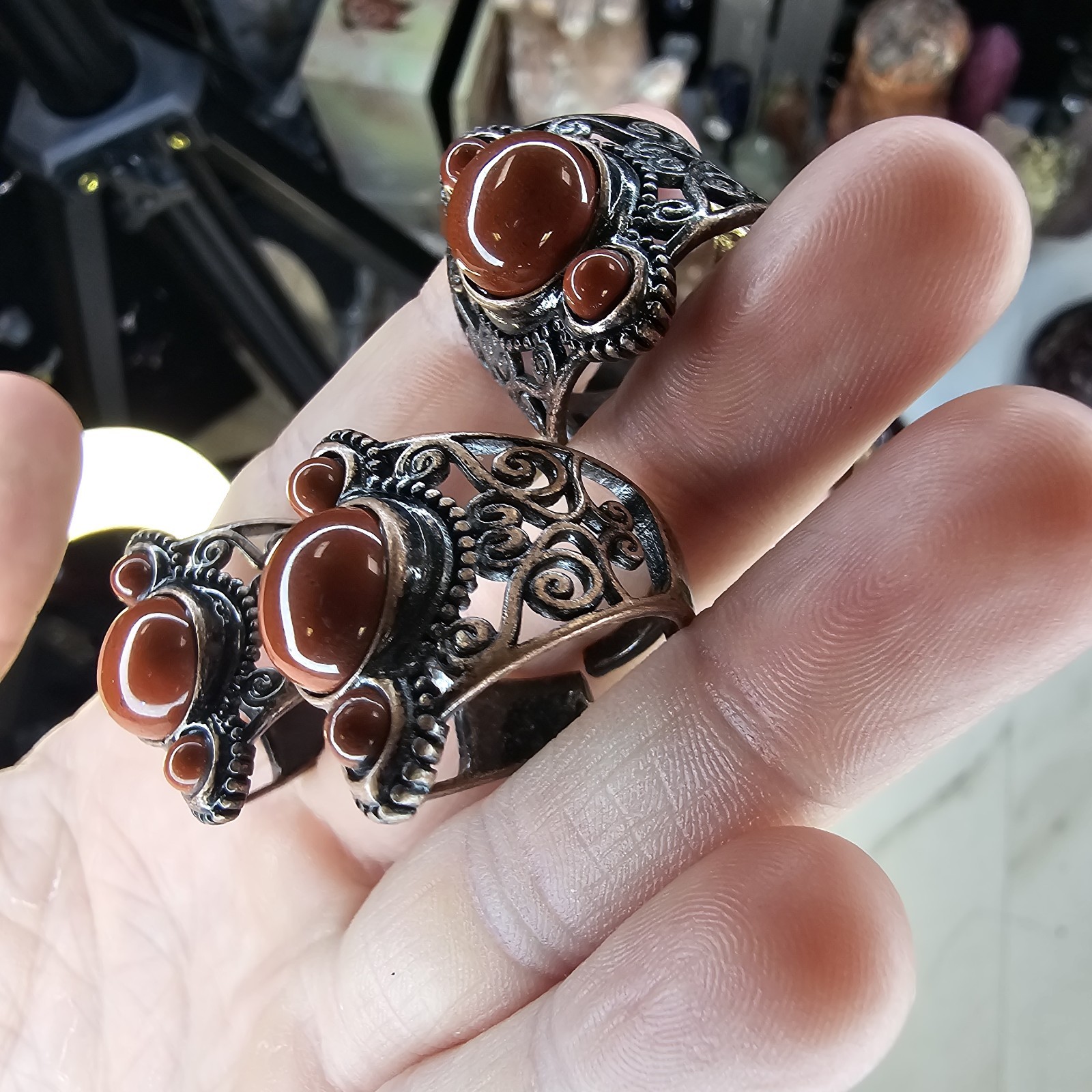 ADJUSTABLE Antique Designed Red Jasper Stone With A Twist Shape Base