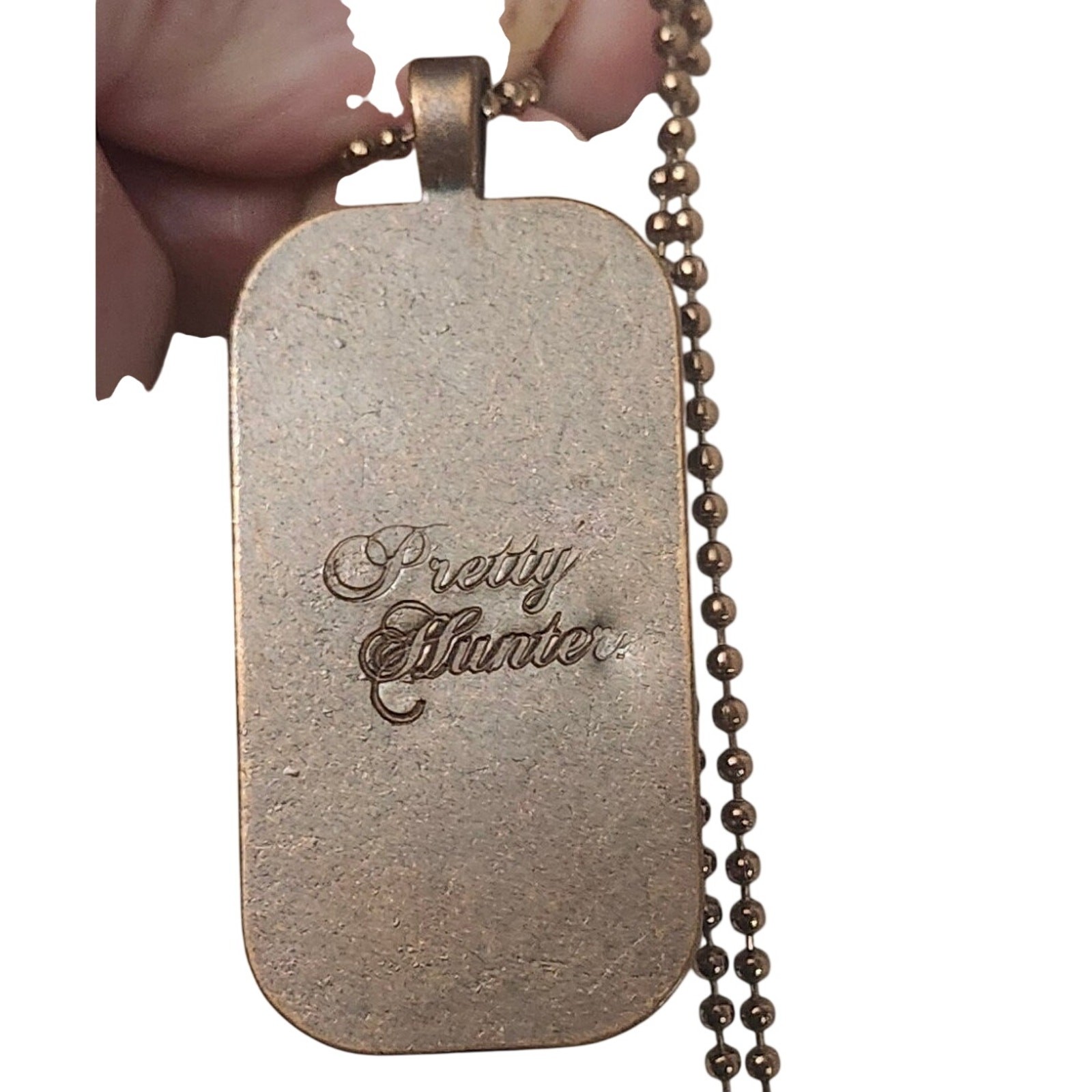 Pretty Hunter Remington Bullet Casing Dog Tag Rhinestone Necklace