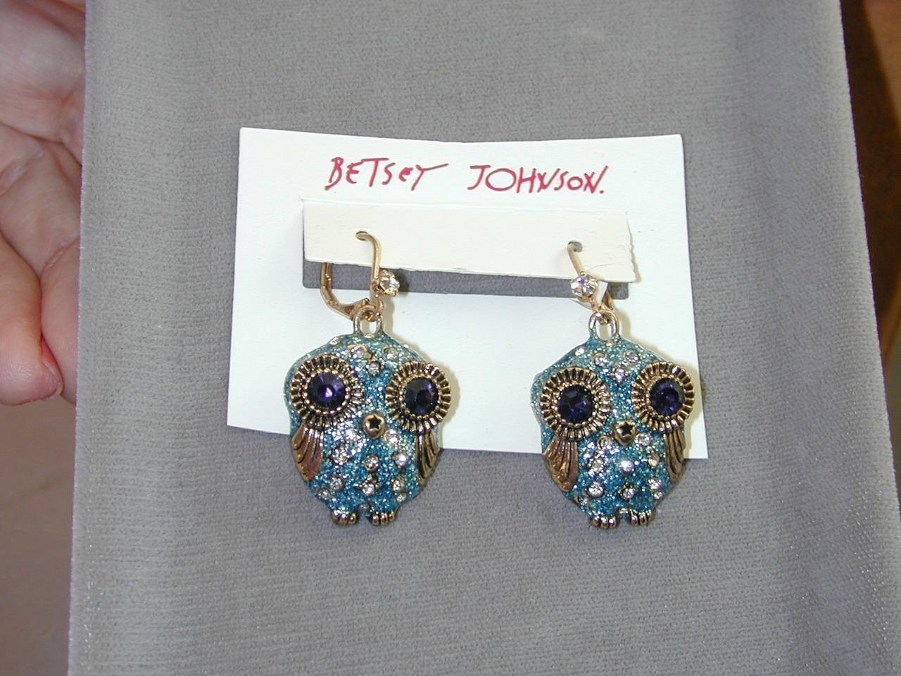 Betsey Johnson Heavenly Creatures Blue Owl Pierced Earrings NWT