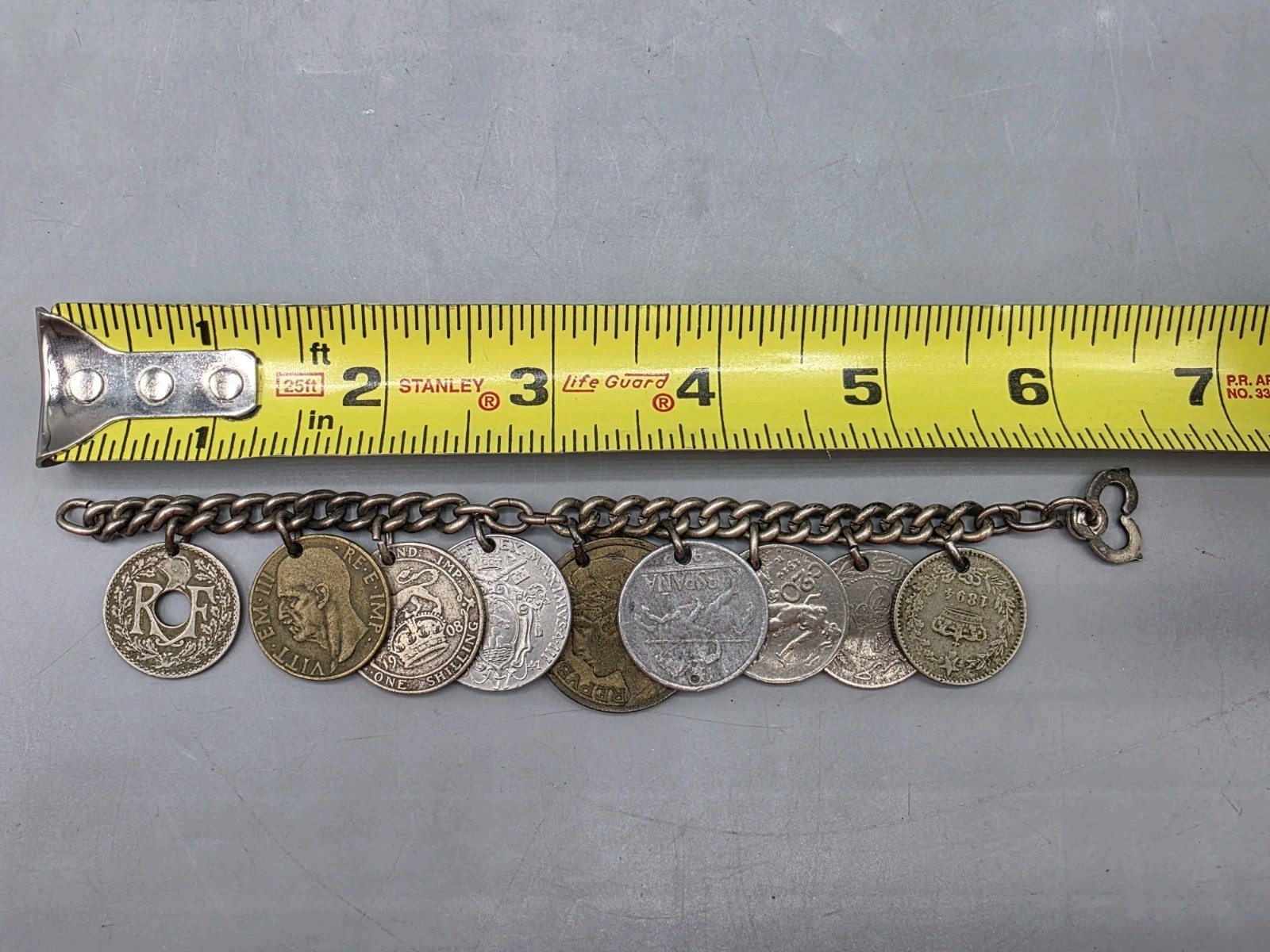 VTG MCM International Coin Charm Bracelet (Italy, France, Spain, Great Britain)