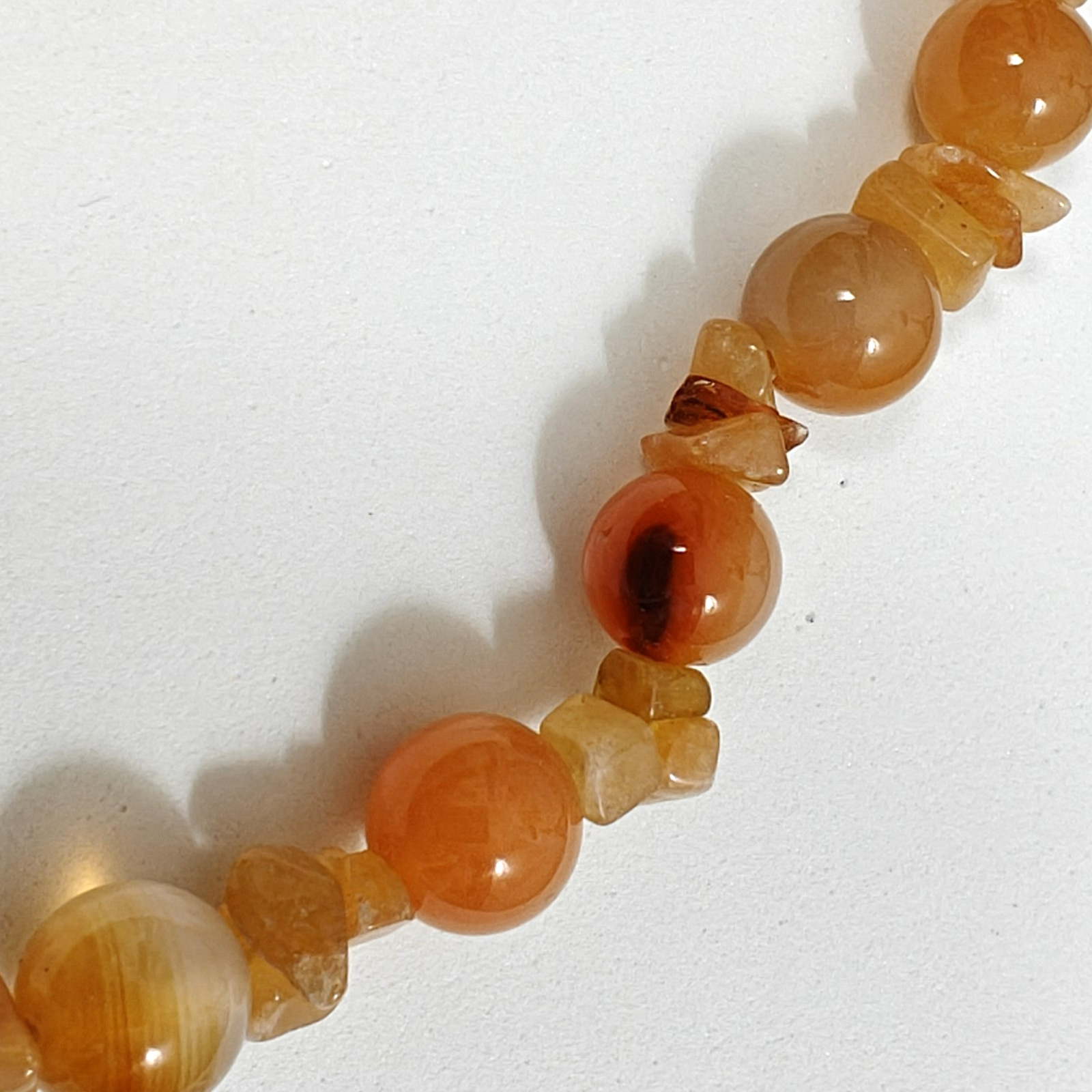 Vintage Lot of Two Beaded Necklaces Green Orange Coral Stones 17″ – 18″ Long