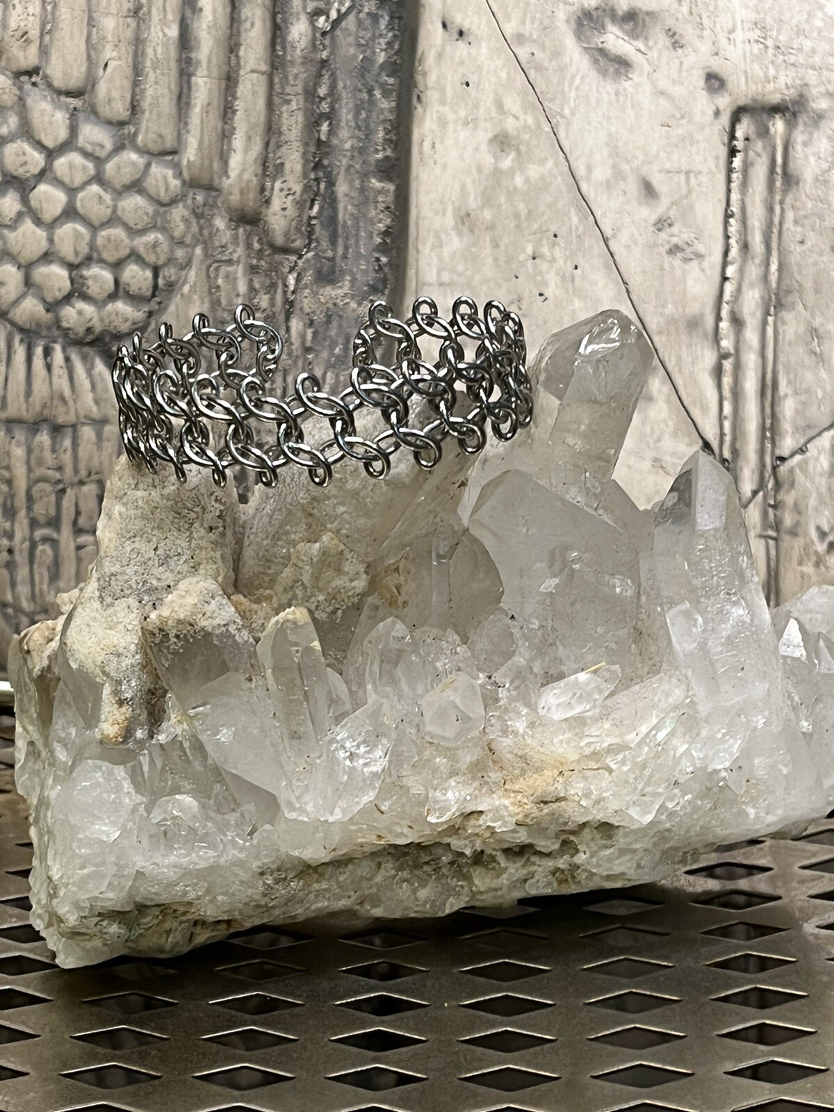 Vintage Silver Tone Chain Linked Cuff Bracelet -Fashion Jewelry -Teen Or Adult