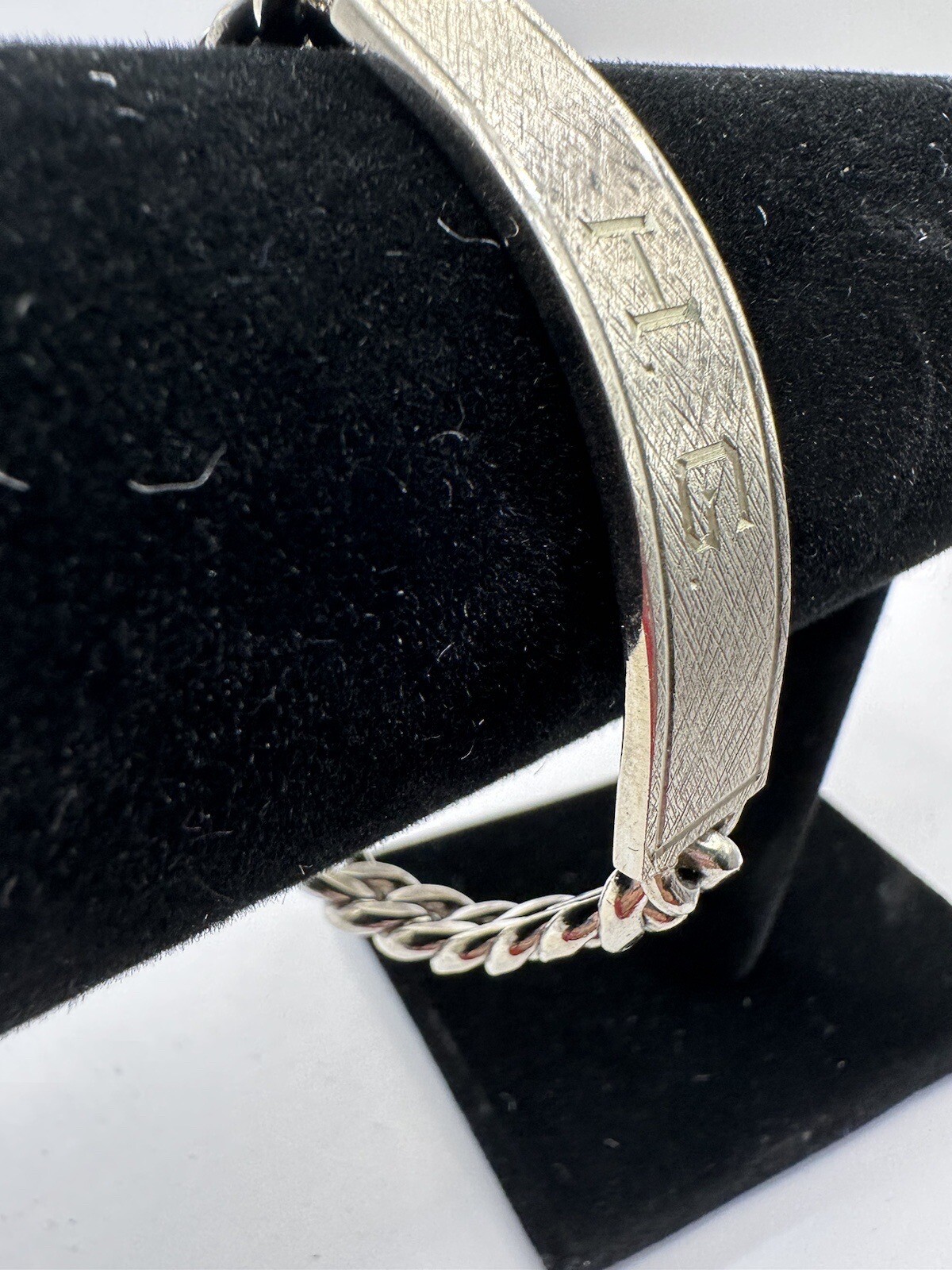 Sterling Silver Vintage SKL Identity ID Bracelet “H.G.” 8-inch Curb Chain