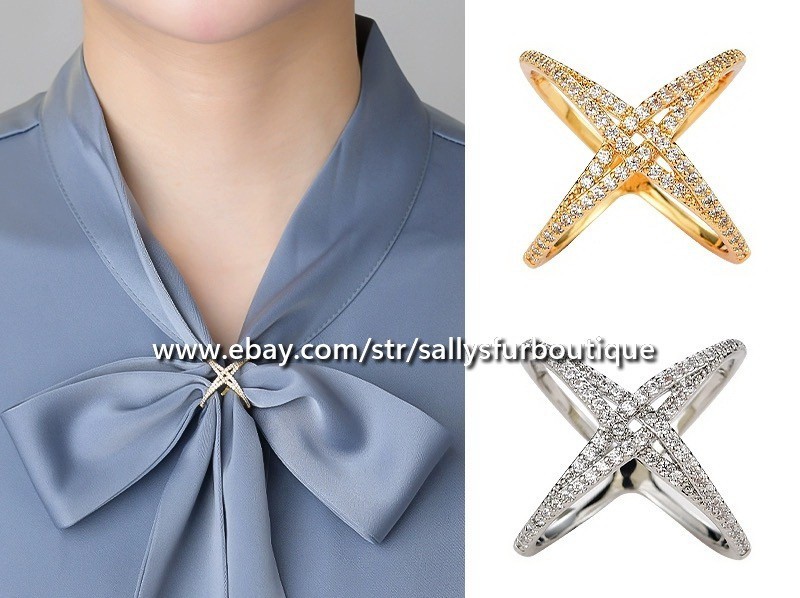 Sally’s Quality 100% Copper Scarf Ring X Style Buckles Brooch For Silk Scarves