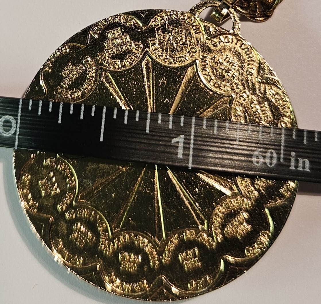 VINTAGE STYLE GOLD-TONE PENDANT NECKLACE ON LINKED 26″ BRIDED CHAIN