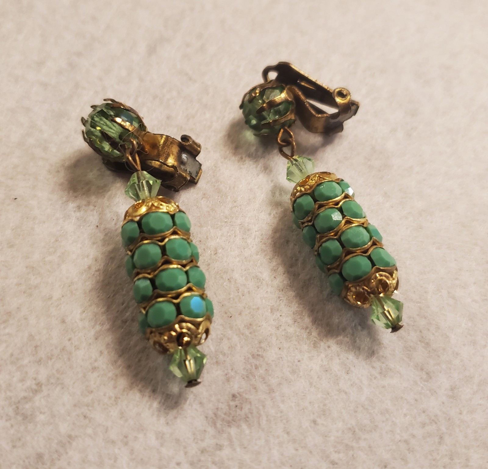 Vintage Austrian Green Crystal Dangle Earrings