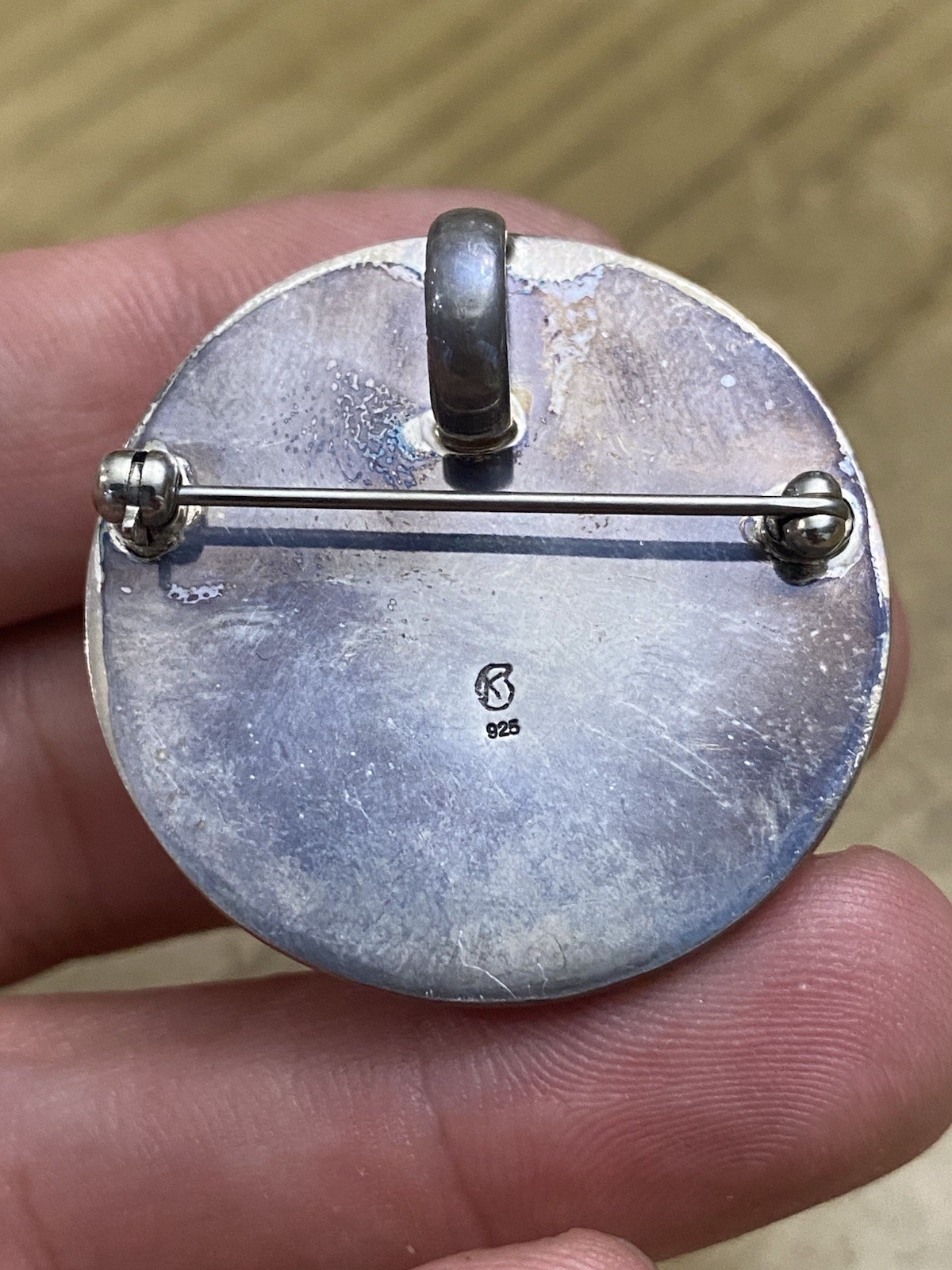 KORITE DESIGNER VINTAGE 925 STERLING SILVER CARVED FLORAL PENDANT PIN