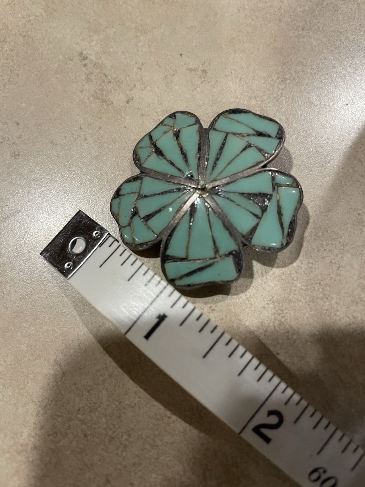 Taxco 925 Pin With Mosaic Inserts In Raised Dome. Needs TLC. Pvt Party Seller.