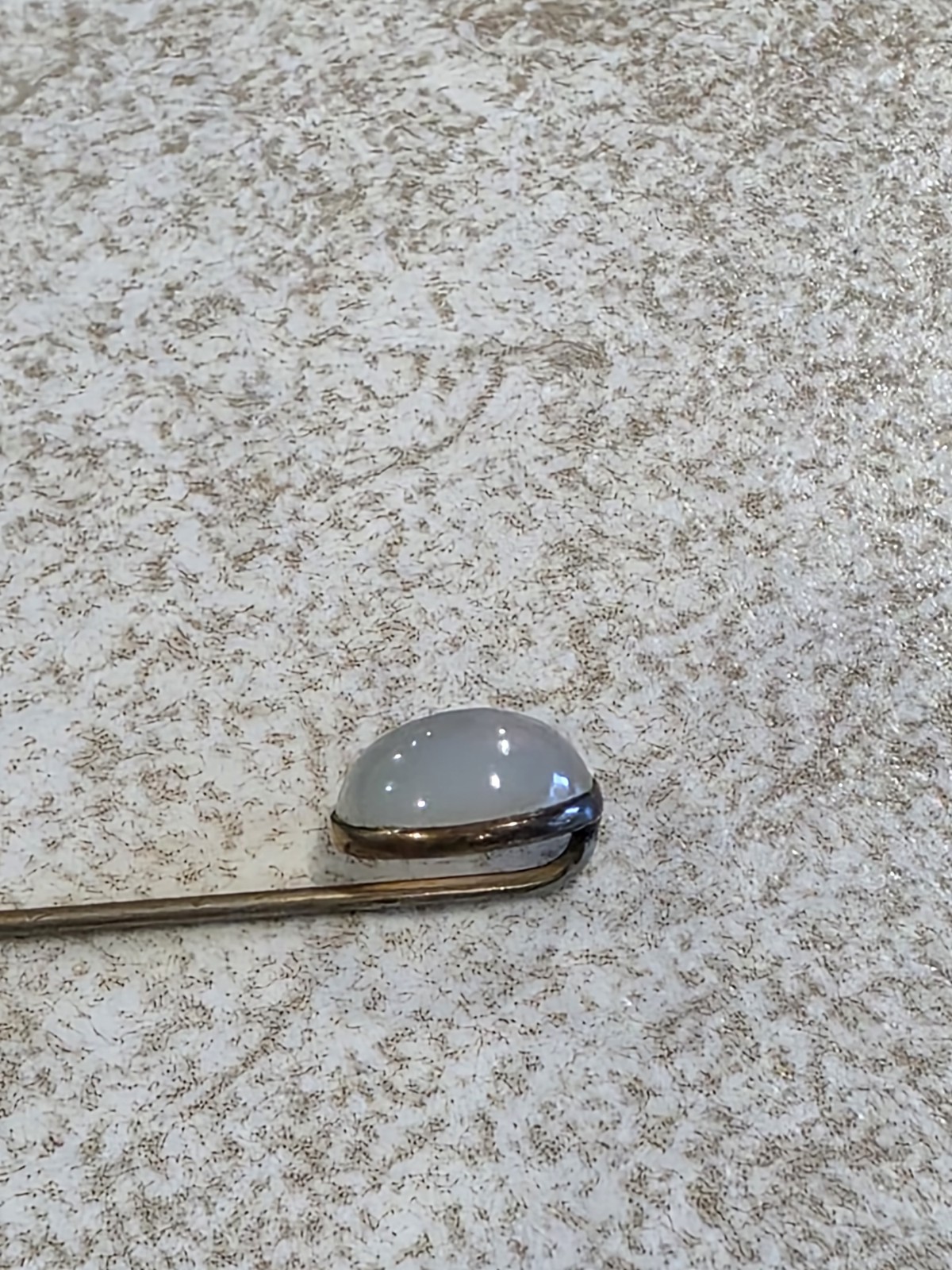 Antique Milky Agate Oval Cabochon Stone Lapel Stick Pin