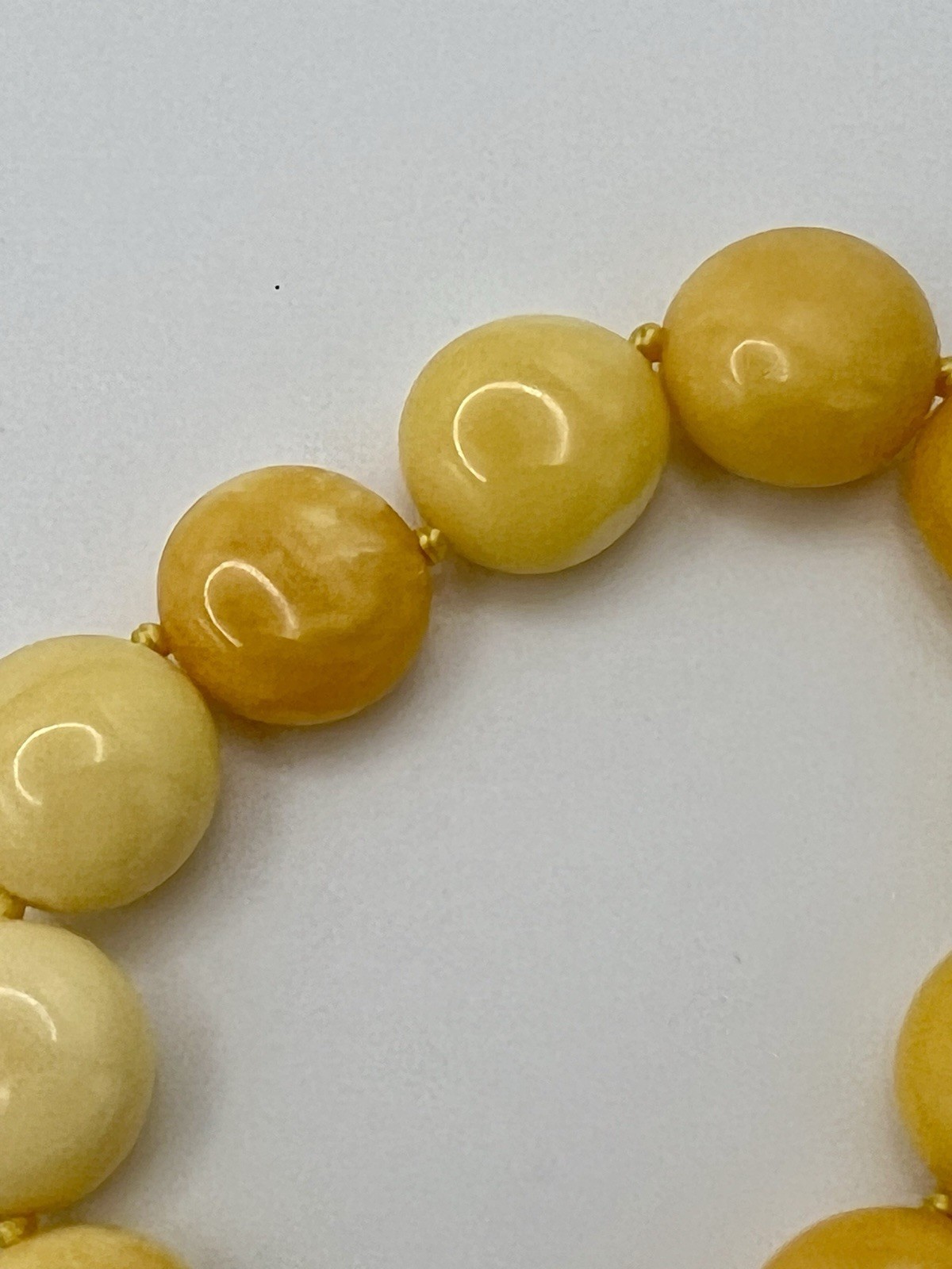 Butterscotch/Egg Yolk Baltic Amber Disk Bead 17-3/4” Necklace 20.8g