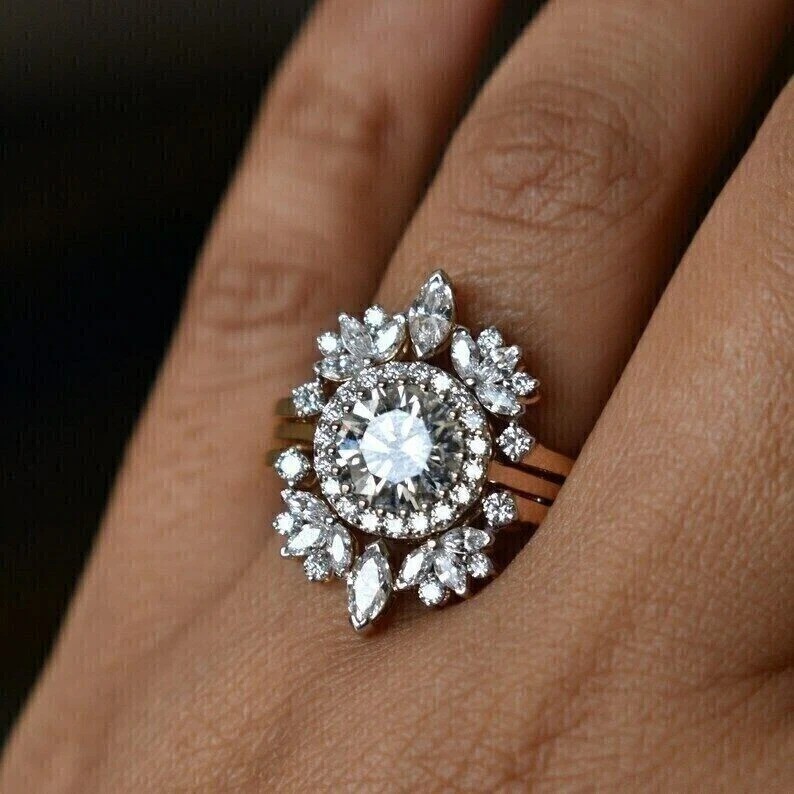 2.85Ct VVS1 Round Cut Lab-Created Diamond Anniversary 14K Yellow Gold FN Ring