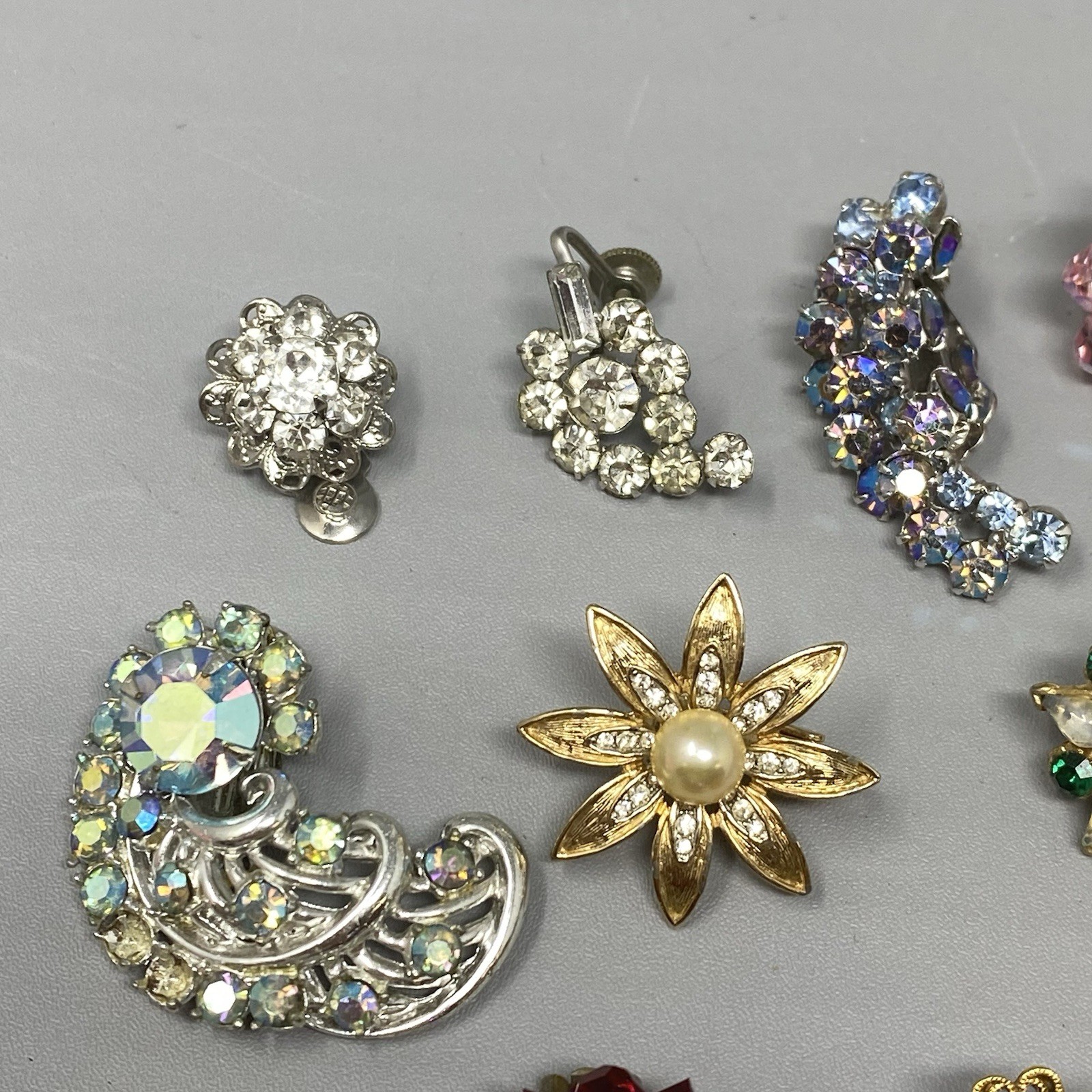 VTG Rhinestone Single Earring Lot 20 Astro Nolan Miller Florenza Trifari Coro