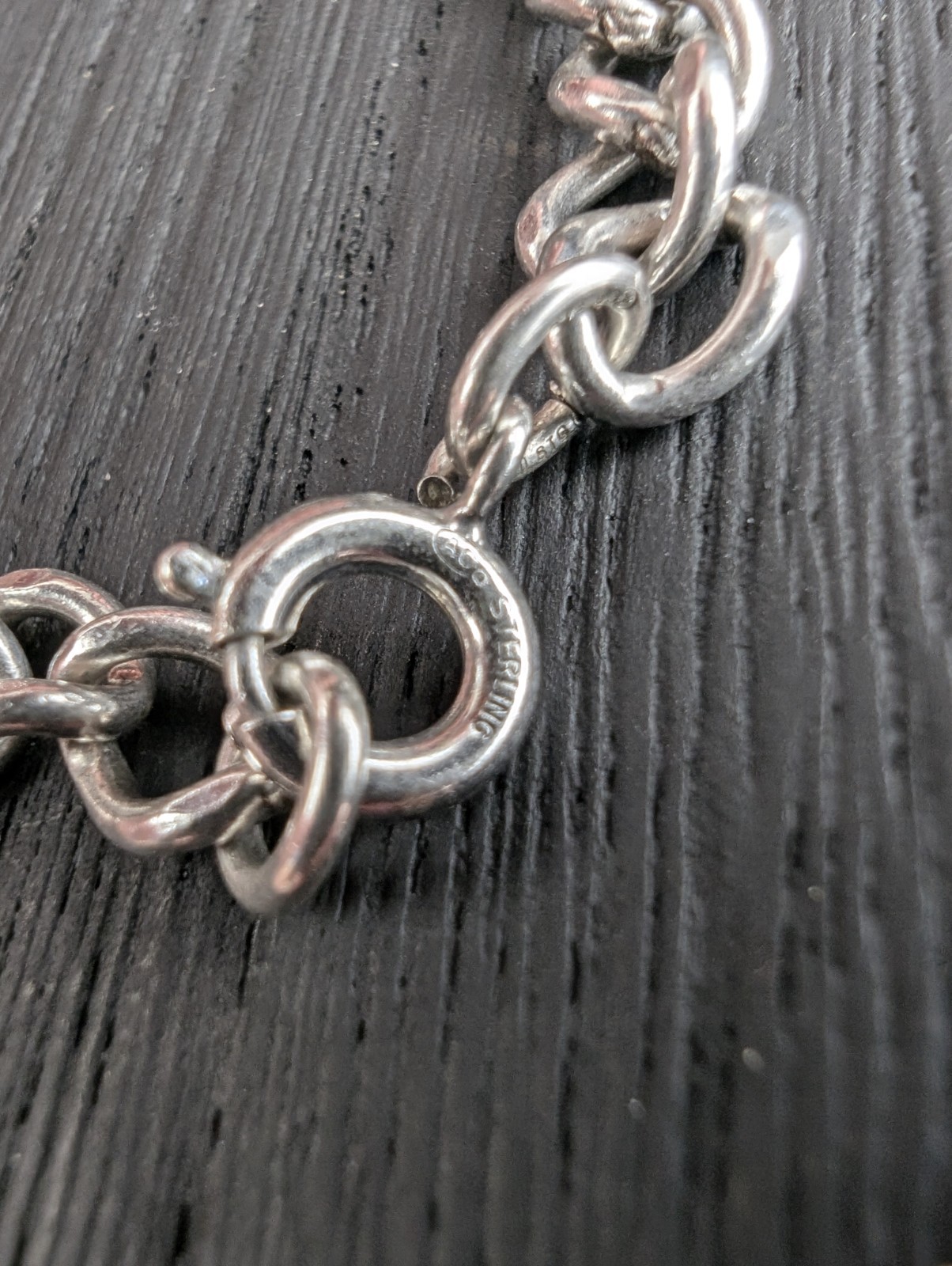 Vintage Signed ACo Sterling Silver Curb Link Starter Charm Bracelet 7.25″ 8.9g