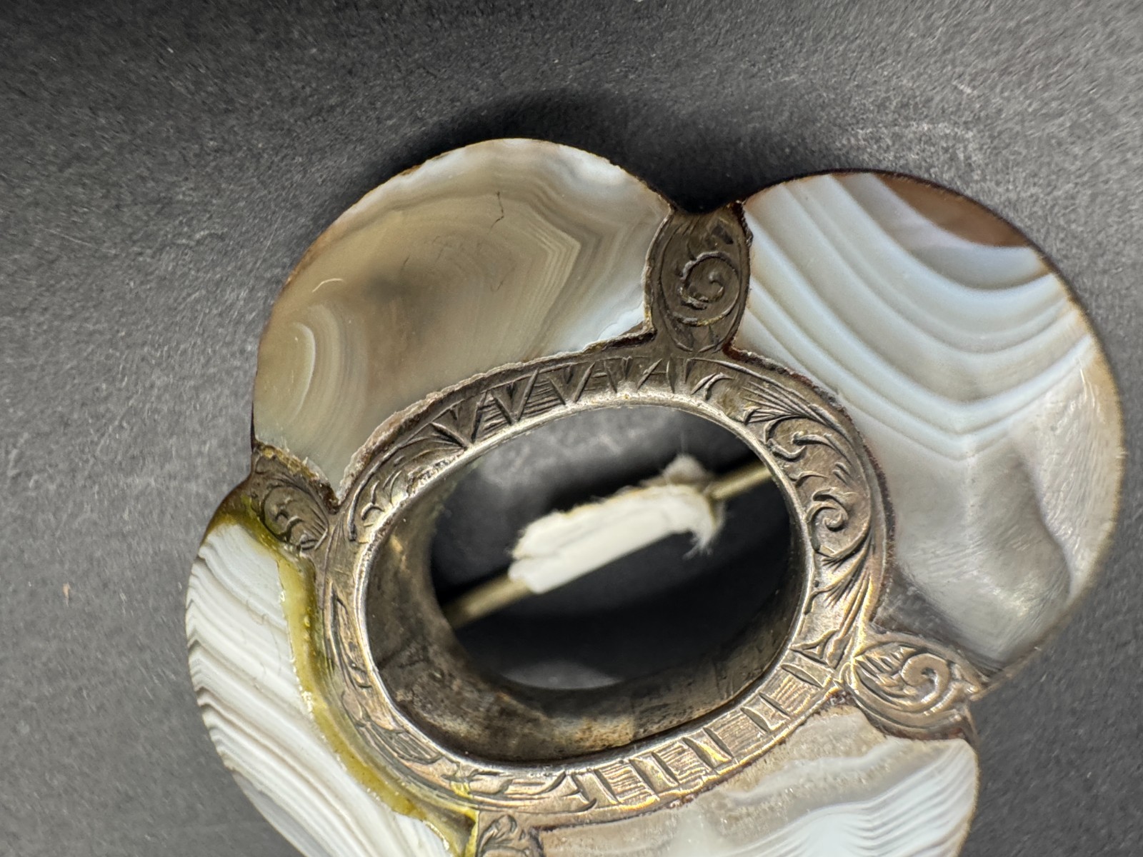 Victorian Scottish Agate Brooch Sterling Silver