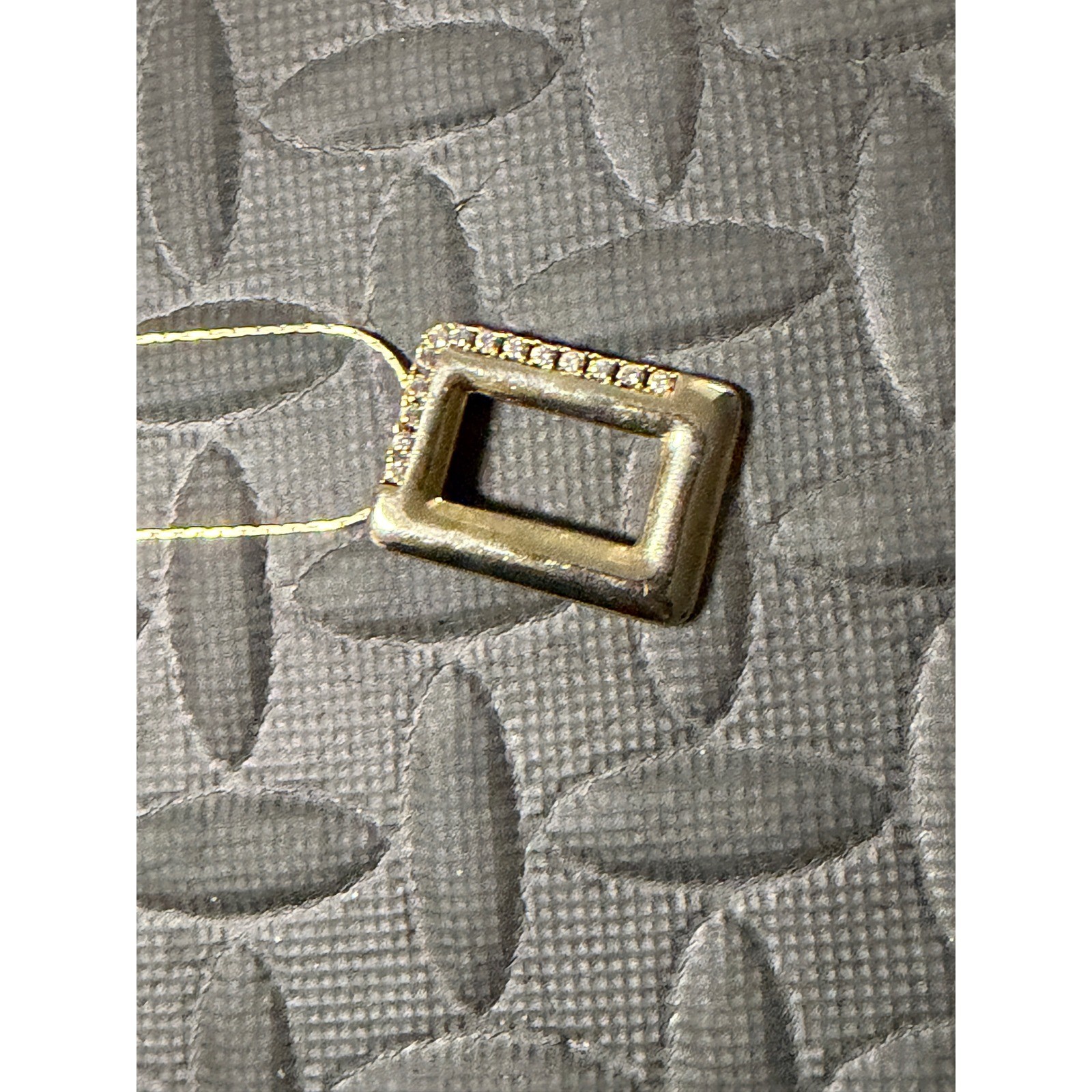 Park Lane Necklace Gold Tone Vintage Rhinestone Rectangle Pendant Signed 80s