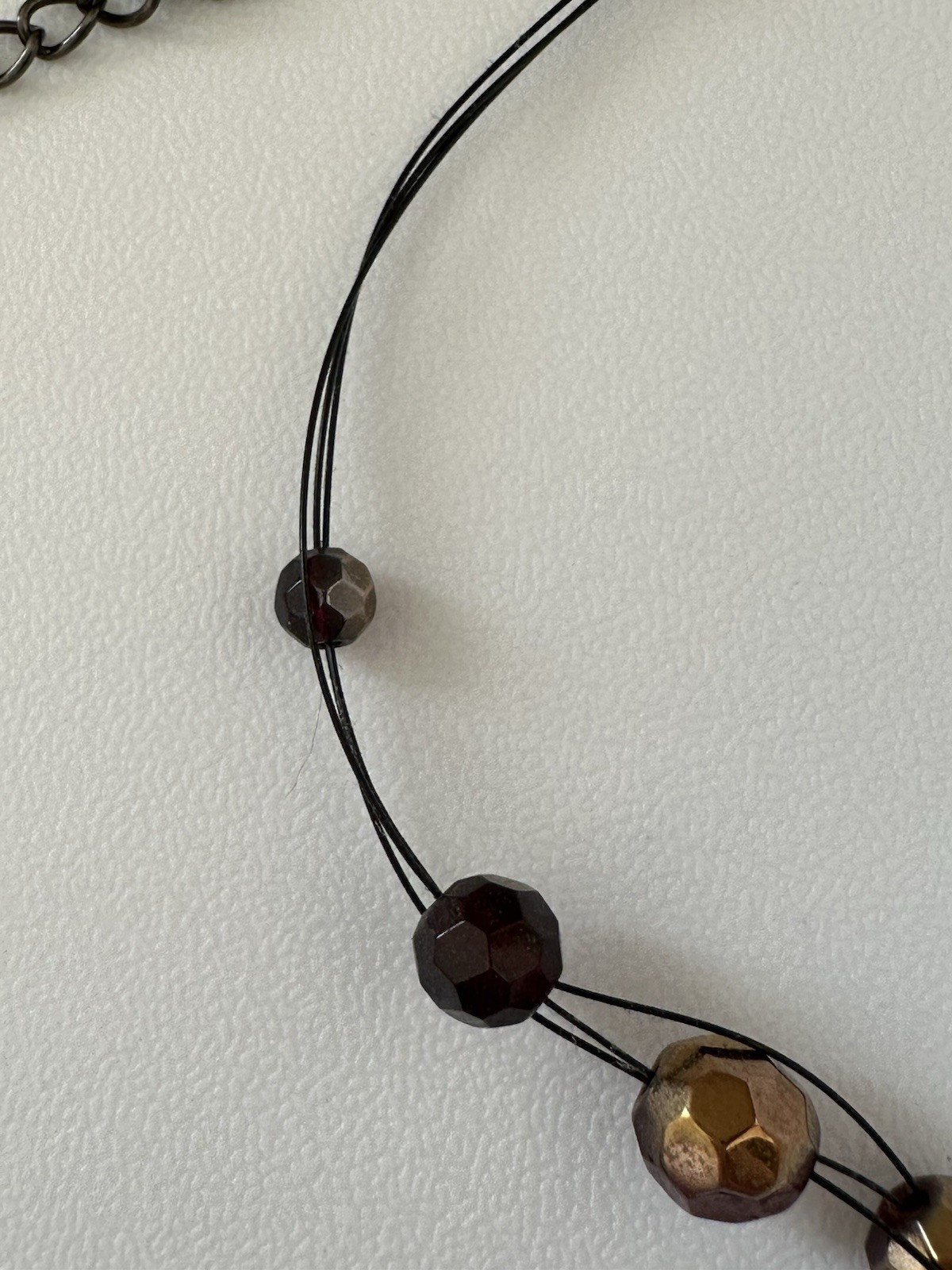Signed Esmor Bronze Color Beaded Necklace 16-20”
