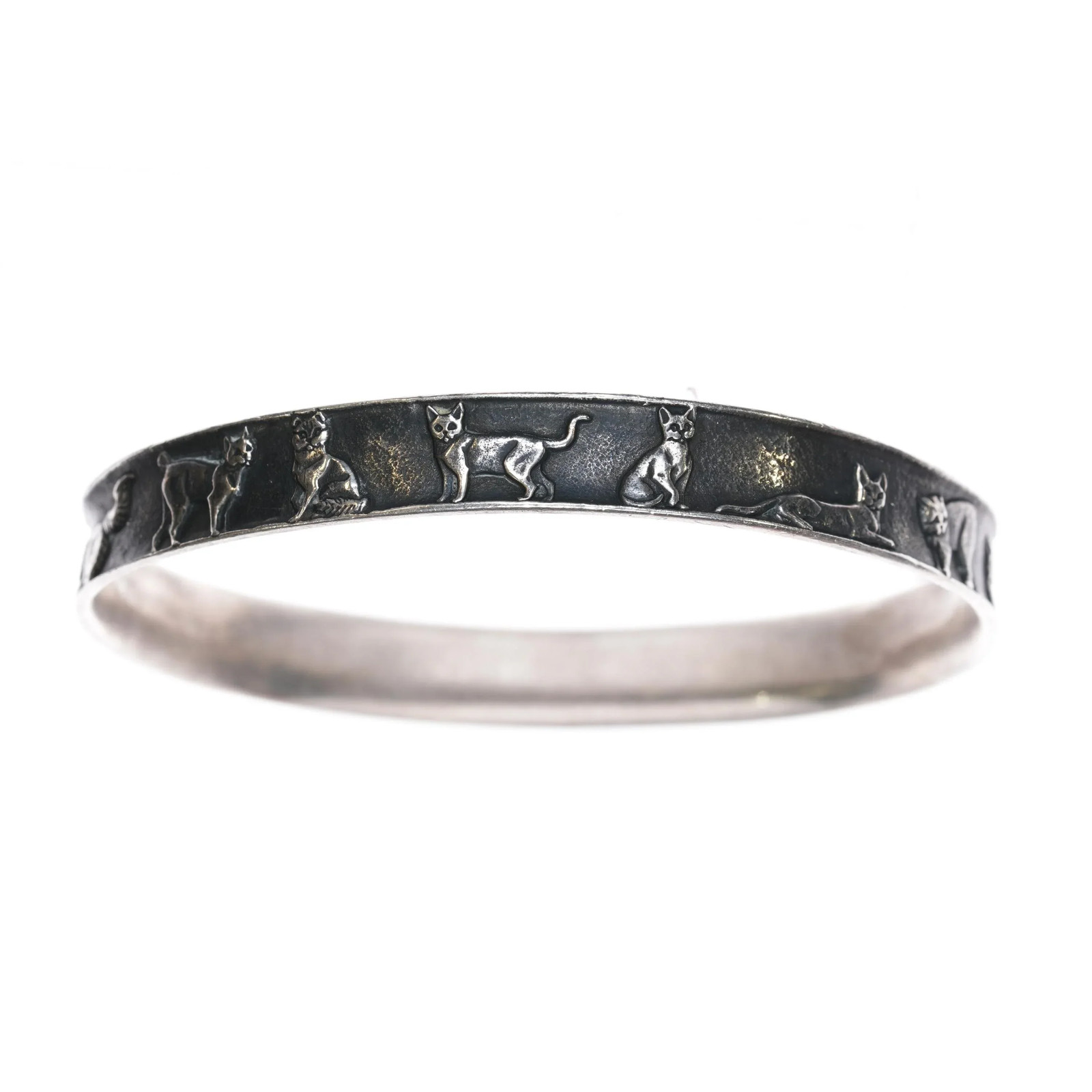 8″ Retired James Avery Sterling Exotic Cats bangle bracelet