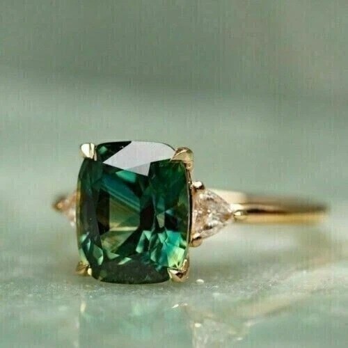 2.95Ct Art Deco Style Green Lab Created Diamond Engagement 14K Gold Finish Ring