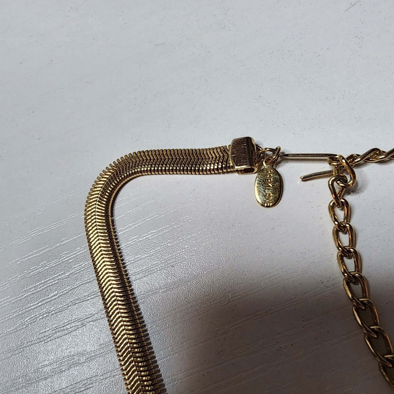 Vintage Signed Park Lane Gold Tone Faux Pearl Serpentine Choker Necklace Snake