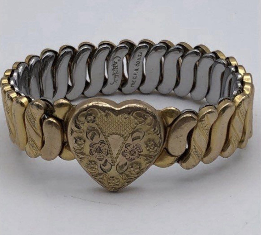 Antique Gold fill Sweetheart expansion bracelet Carmen, 1930s The DFB CO