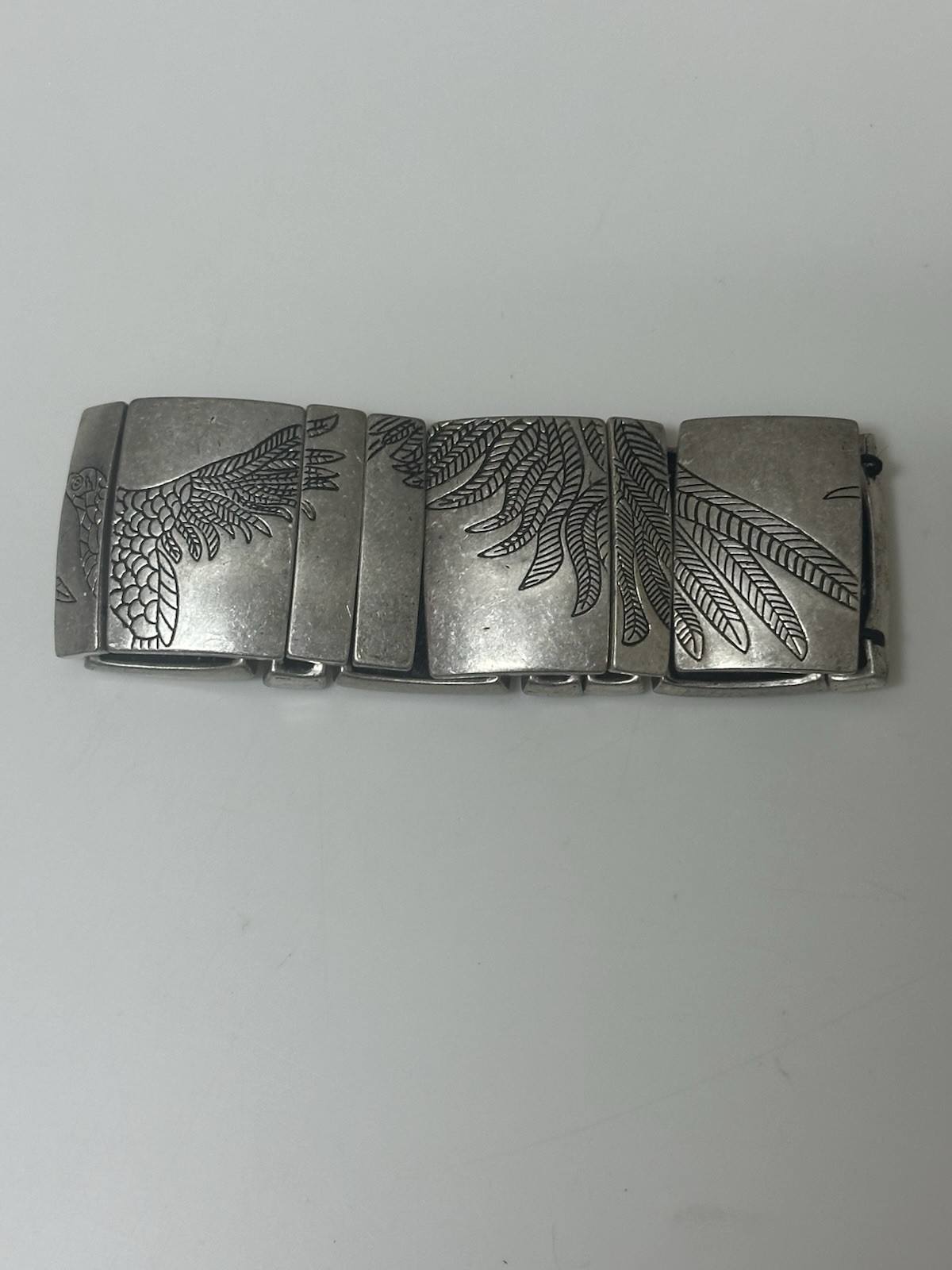 Bracelet Vintage Retro Boho Birds Feathers Stretch Silver Tone Womens Jewelry