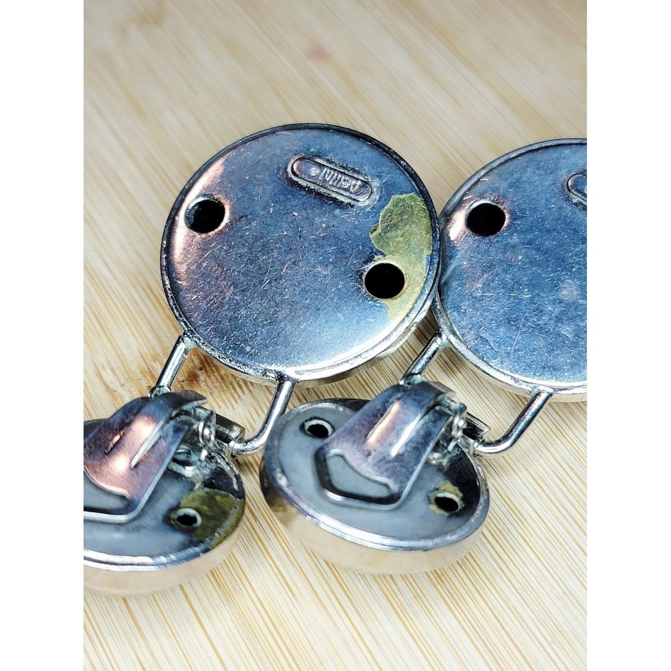 Vintage Bellini Silver Tone Dome Clip Earrings Large Modernist Statement 2.25″