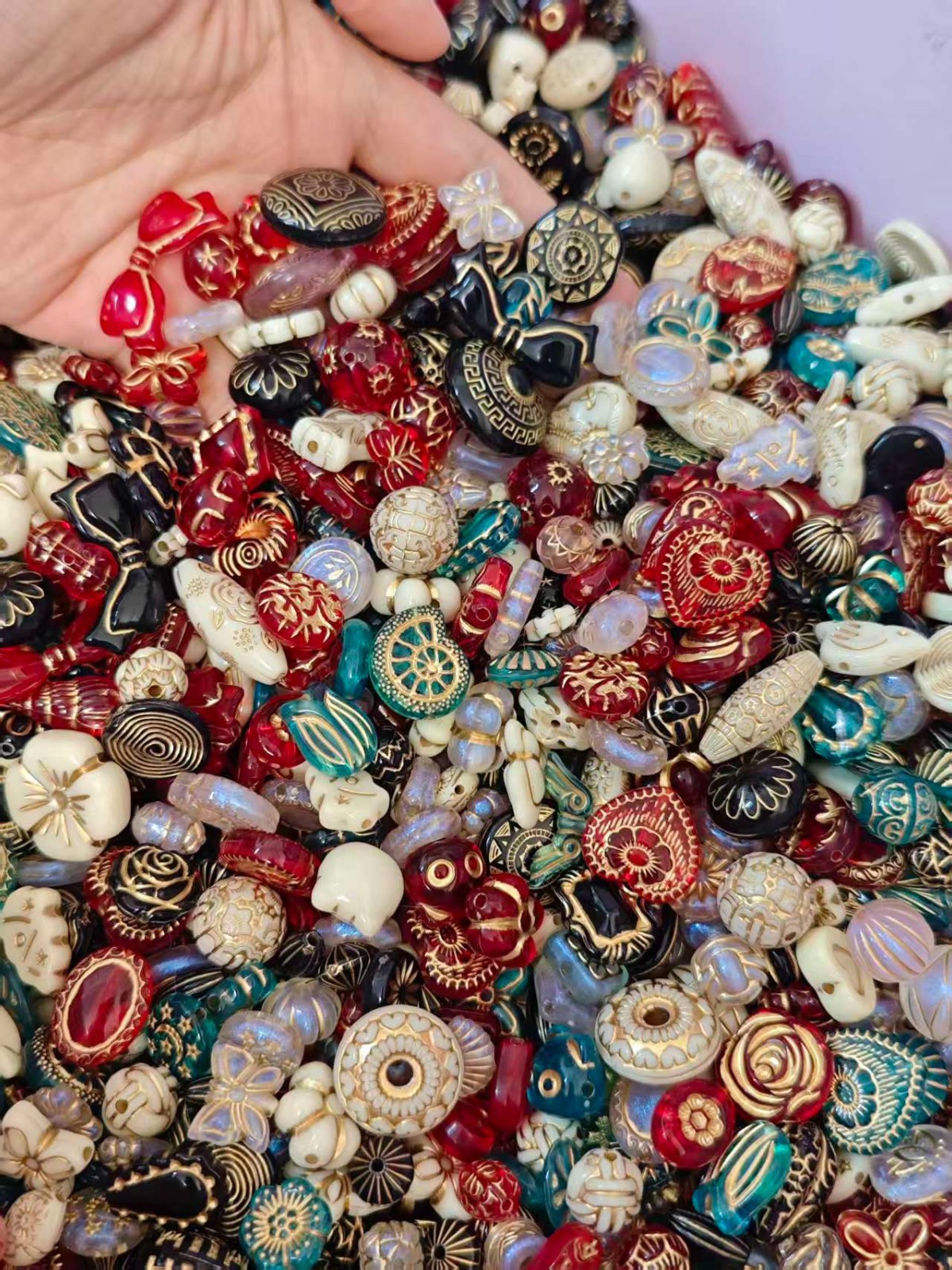100g Mixed Acrylic Beads Czech Style Colorful Jewelry Making Craft Supplies