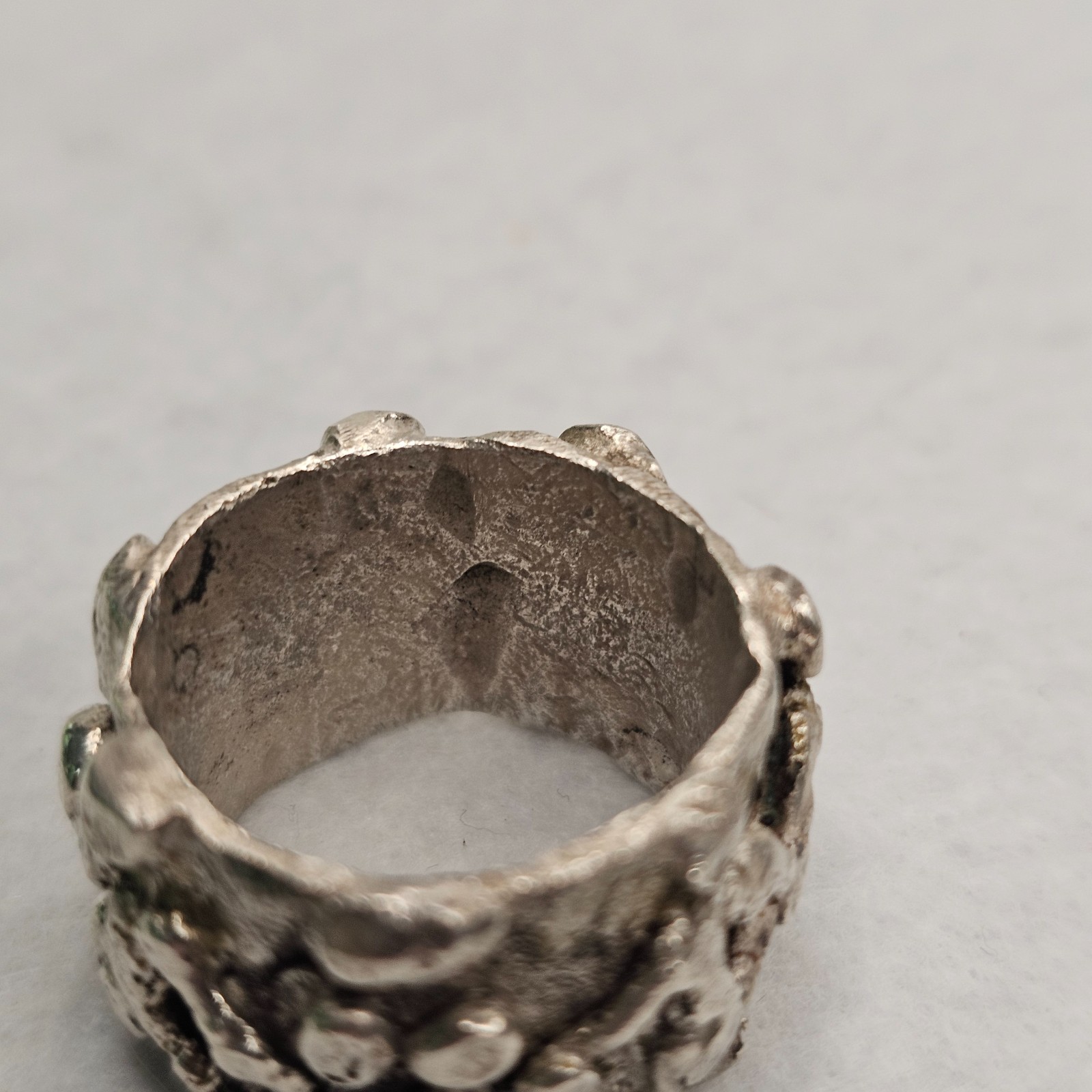 Vintage Brutalist Sterling Silver Abstract Figural Wide Band Ring Size 10 26.85g
