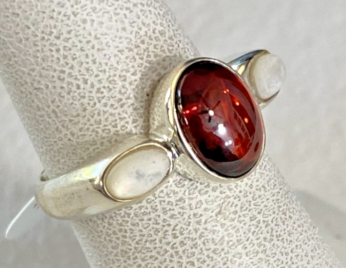 Vintage Sterling Silver Multi Stone Ring JC Signed Size 6 NOS 4.2g