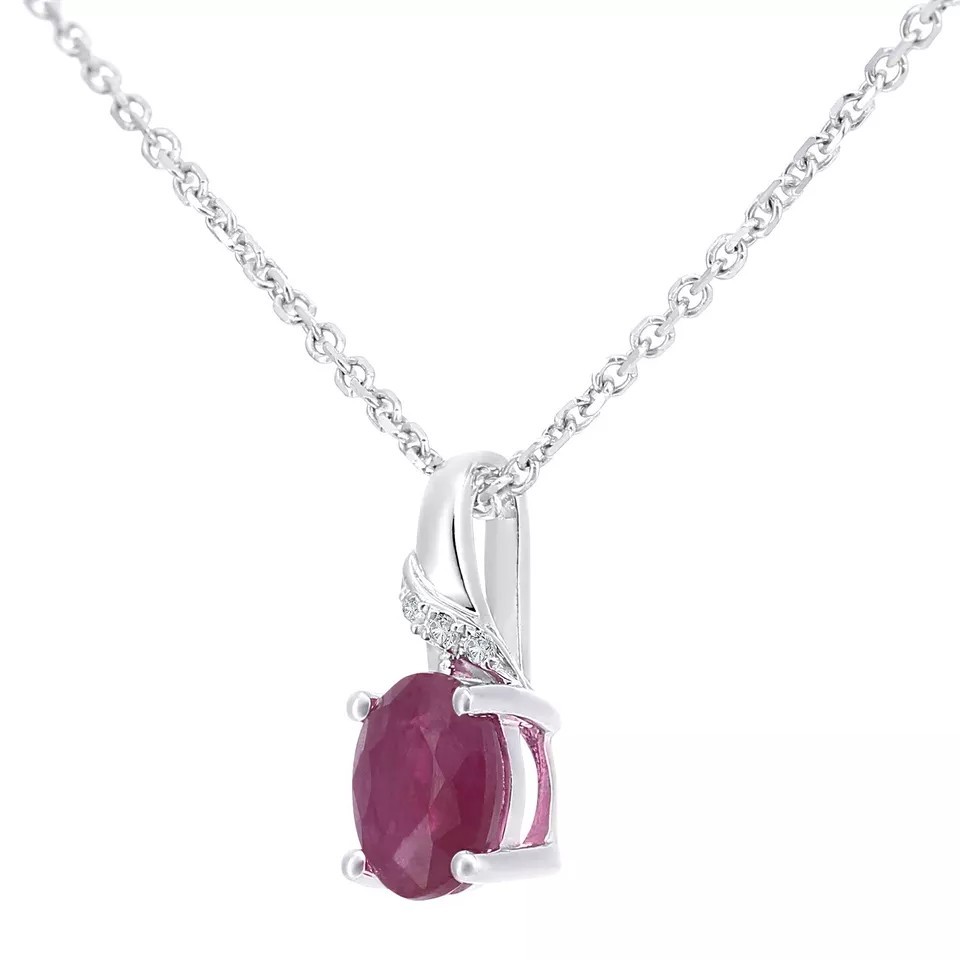Oval Cut Lab Created Ruby Diamond Woman Love Pendent Gift 14K White Gold Finish