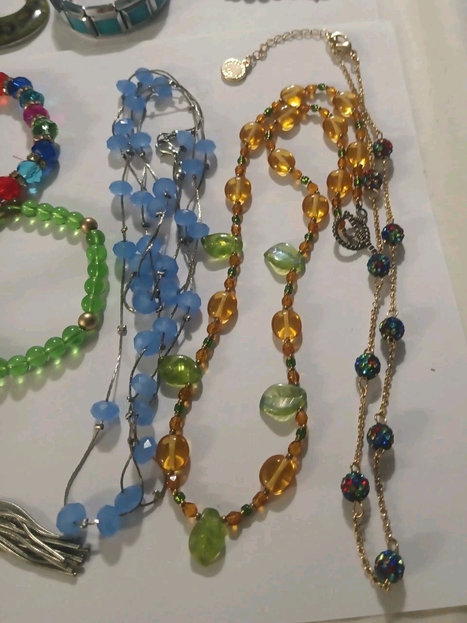 Vintage Colorful Blues, Greens, Etc. Necklace & Bracelet Lot Jewelry 22 Items
